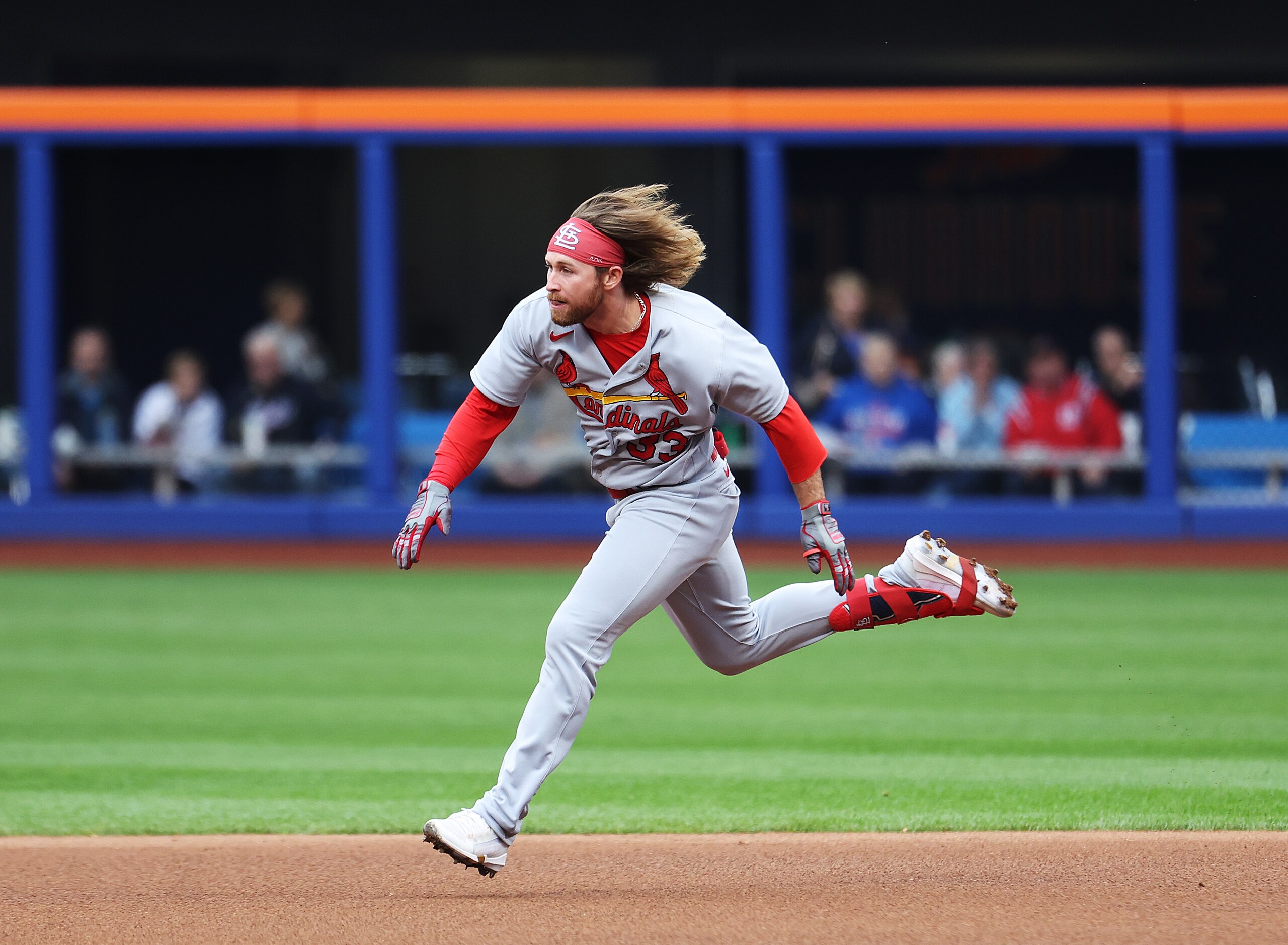 NEW YORK, NEW YORK - MAY 19: Brendan Donovan #33 of the St. Louis Cardinals dives safely into second base after a throwing error and Francisco Lindor #12 of the New York Mets applies the tag late in the first inning during their game at Citi Field on May 19, 2022 in New York City. (Photo by Al Bello/Getty Images) NEW YORK, NEW YORK - MAY 19: Brendan Donovan #33 of the St. Louis Cardinals dives safely into second base after a throwing error and Francisco Lindor #12 of the New York Mets applies the tag late in the first inning during their game at Citi Field on May 19, 2022 in New York City. (Photo by Al Bello/Getty Images)