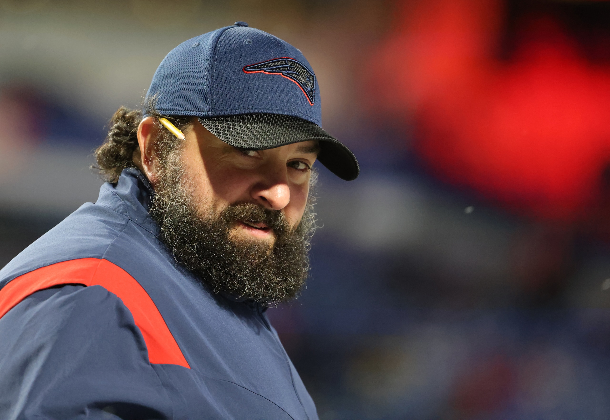 ORCHARD PARK, NY - DECEMBER 06: Senior Football Advisor Matt Patricia of the New England Patriots walks on the field before a game against the Buffalo Bills at Highmark Stadium on December 6, 2021 in Orchard Park, New York. (Photo by Timothy T Ludwig/Getty Images) ORCHARD PARK, NY - DECEMBER 06: Senior Football Advisor Matt Patricia of the New England Patriots walks on the field before a game against the Buffalo Bills at Highmark Stadium on December 6, 2021 in Orchard Park, New York. (Photo by Timothy T Ludwig/Getty Images)
