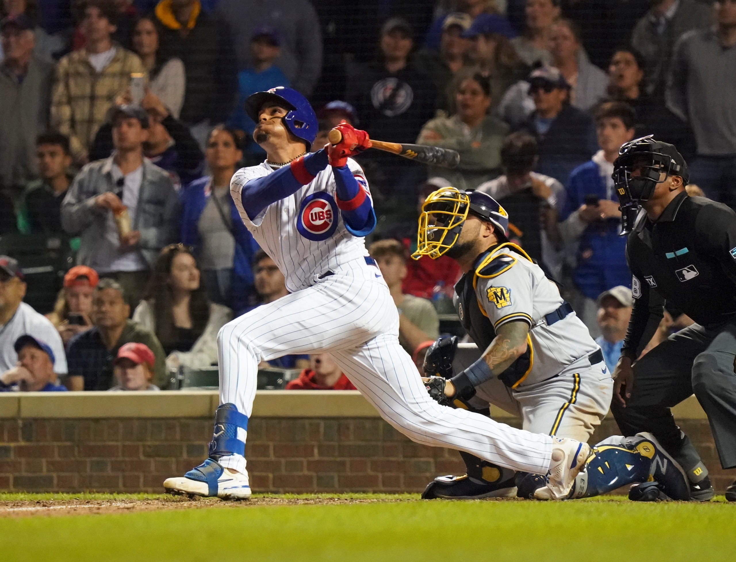 CHICAGO, ILLINOIS - JUNE 01: Christopher Morel #5 of the Chicago Cubs hits a walk-off RBI single during the tenth inning of a game against the Milwaukee Brewers at Wrigley Field on June 01, 2022 in Chicago, Illinois. (Photo by Nuccio DiNuzzo/Getty Images) CHICAGO, ILLINOIS - JUNE 01: Christopher Morel #5 of the Chicago Cubs hits a walk-off RBI single during the tenth inning of a game against the Milwaukee Brewers at Wrigley Field on June 01, 2022 in Chicago, Illinois. (Photo by Nuccio DiNuzzo/Getty Images)