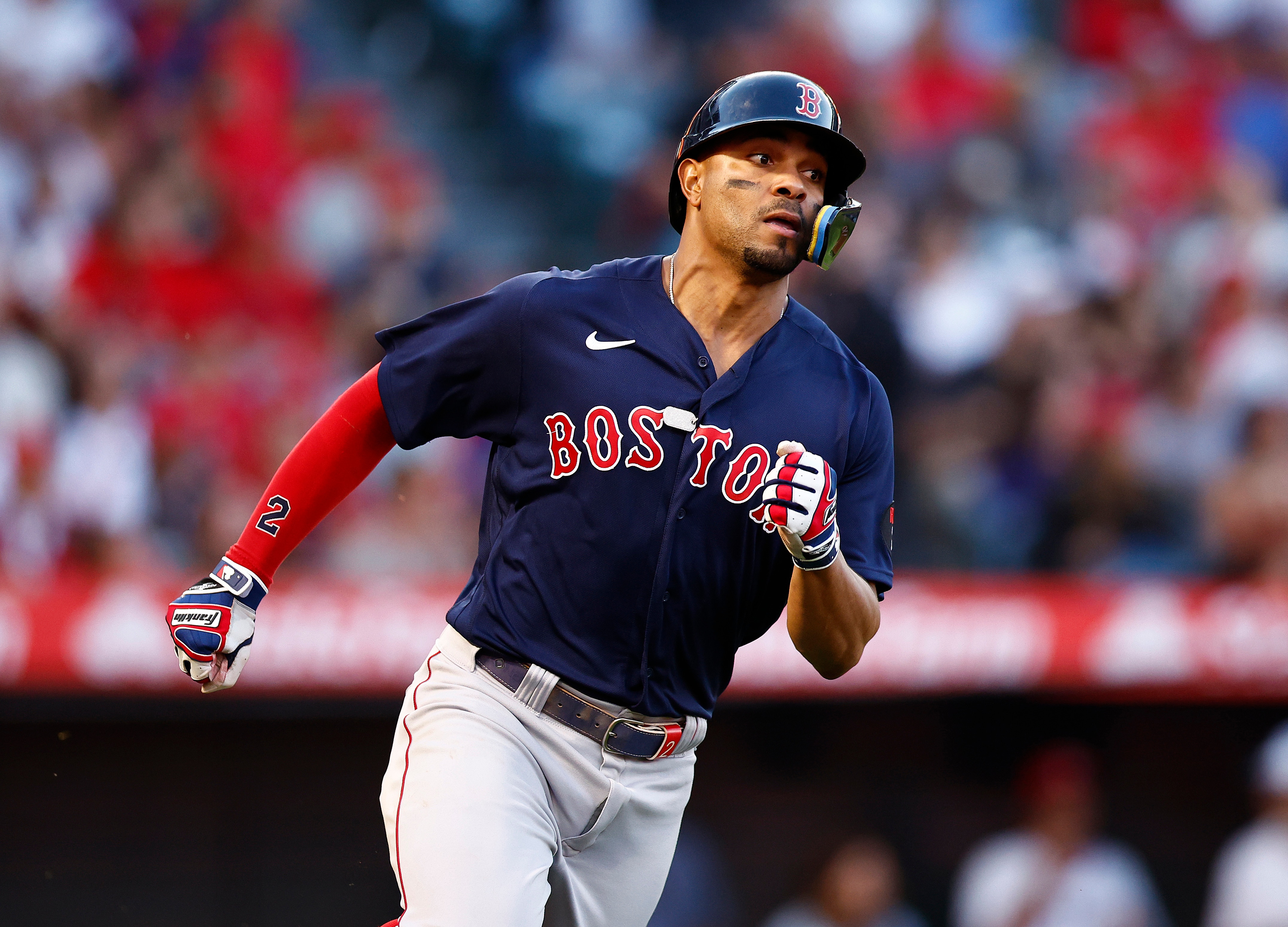 ANAHEIM, CALIFORNIA - JUNE 06:  Xander Bogaerts #2 of the Boston Red Sox in the fourth inning at Angel Stadium of Anaheim on June 06, 2022 in Anaheim, California. (Photo by Ronald Martinez/Getty Images)