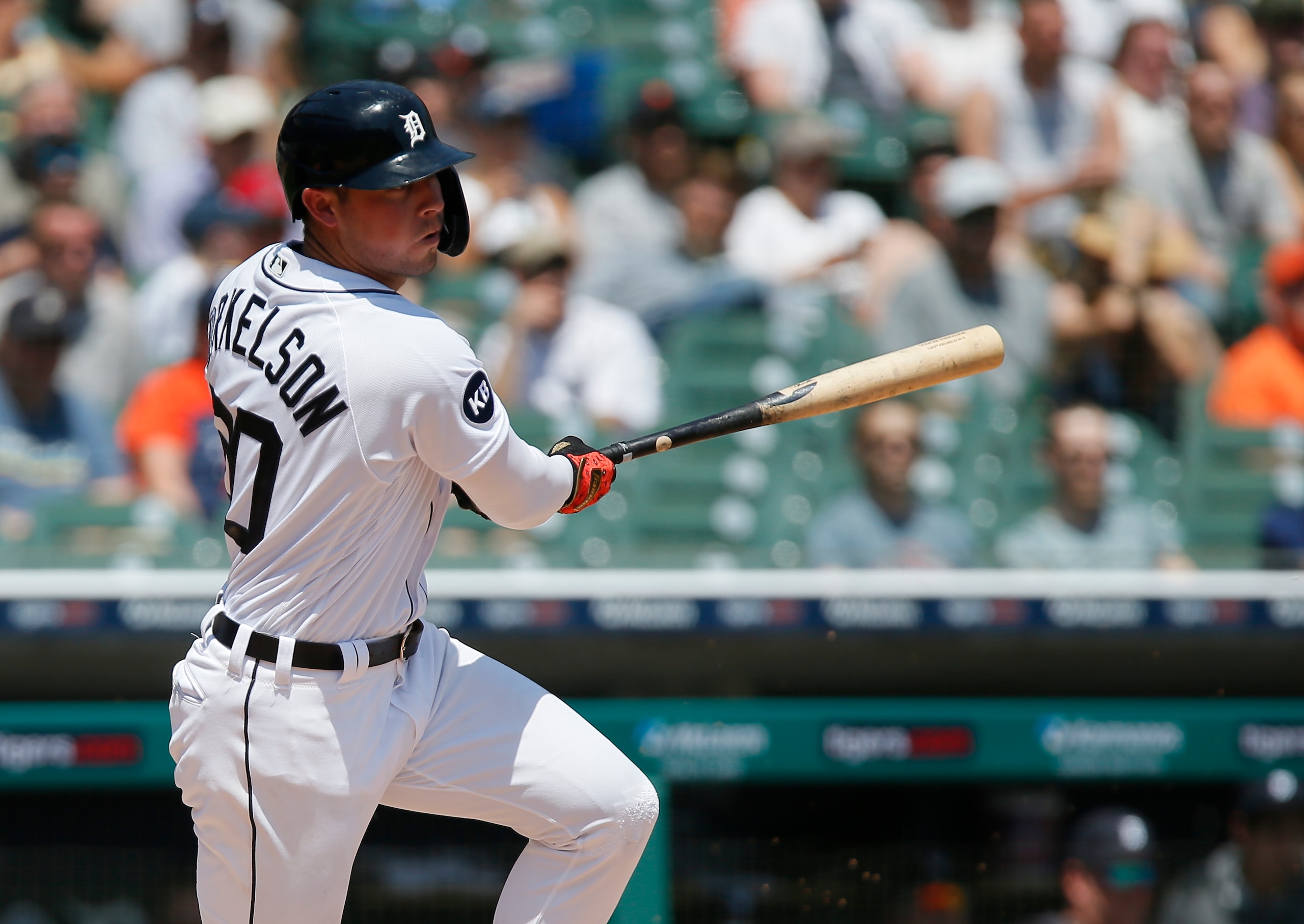 DETROIT, MI -  MAY 30:  Spencer Torkelson #20 of the Detroit Tigers bats against the Minnesota Twins at Comerica Park on May 30, 2022, in Detroit, Michigan. (Photo by Duane Burleson/Getty Images)