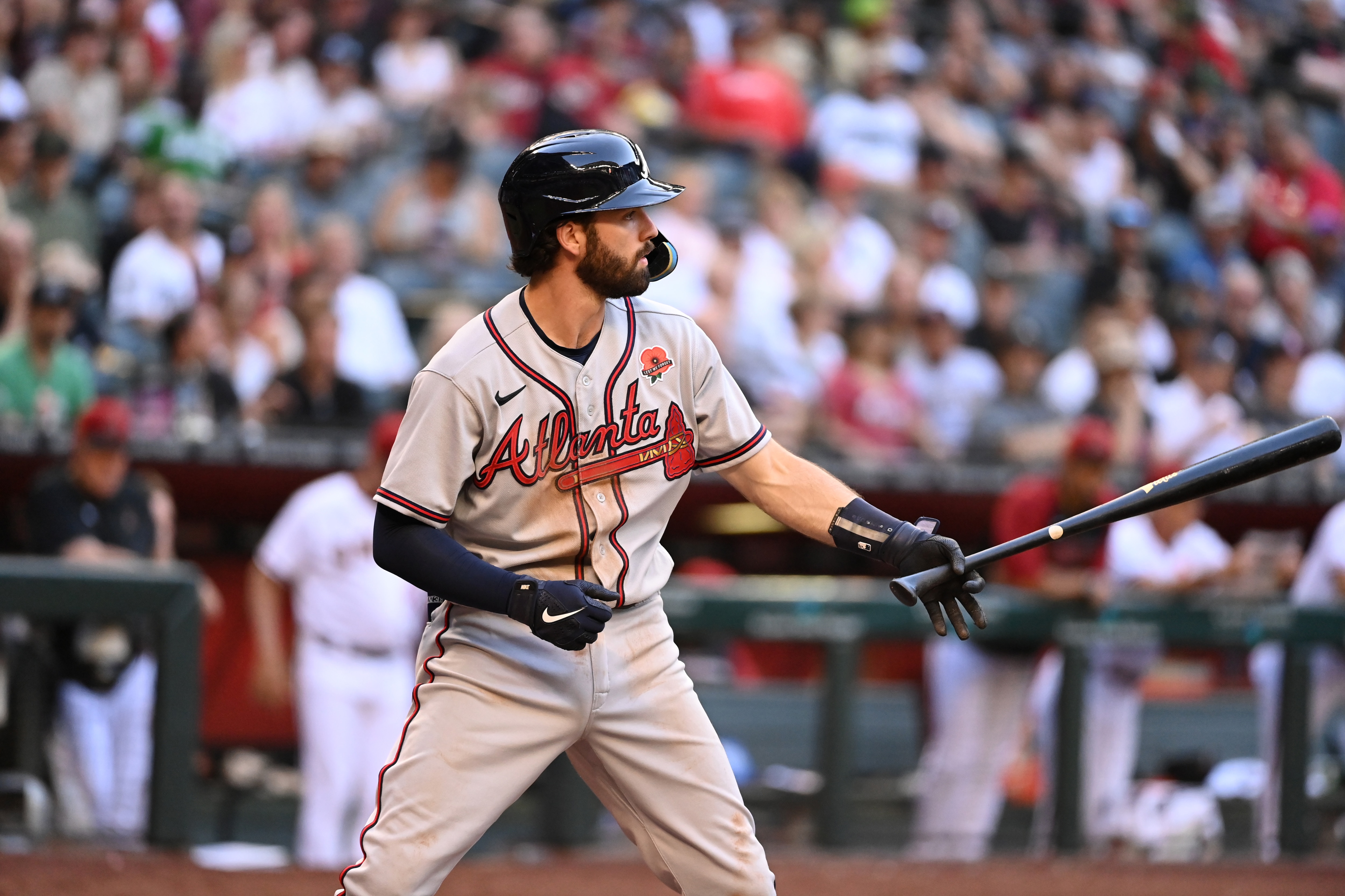 PHOENIX, ARIZONA - MAY 30: Dansby Swanson #7 of the Atlanta Braves gets ready in the batters box against the Arizona Diamondbacks at Chase Field on May 30, 2022 in Phoenix, Arizona. (Photo by Norm Hall/Getty Images)