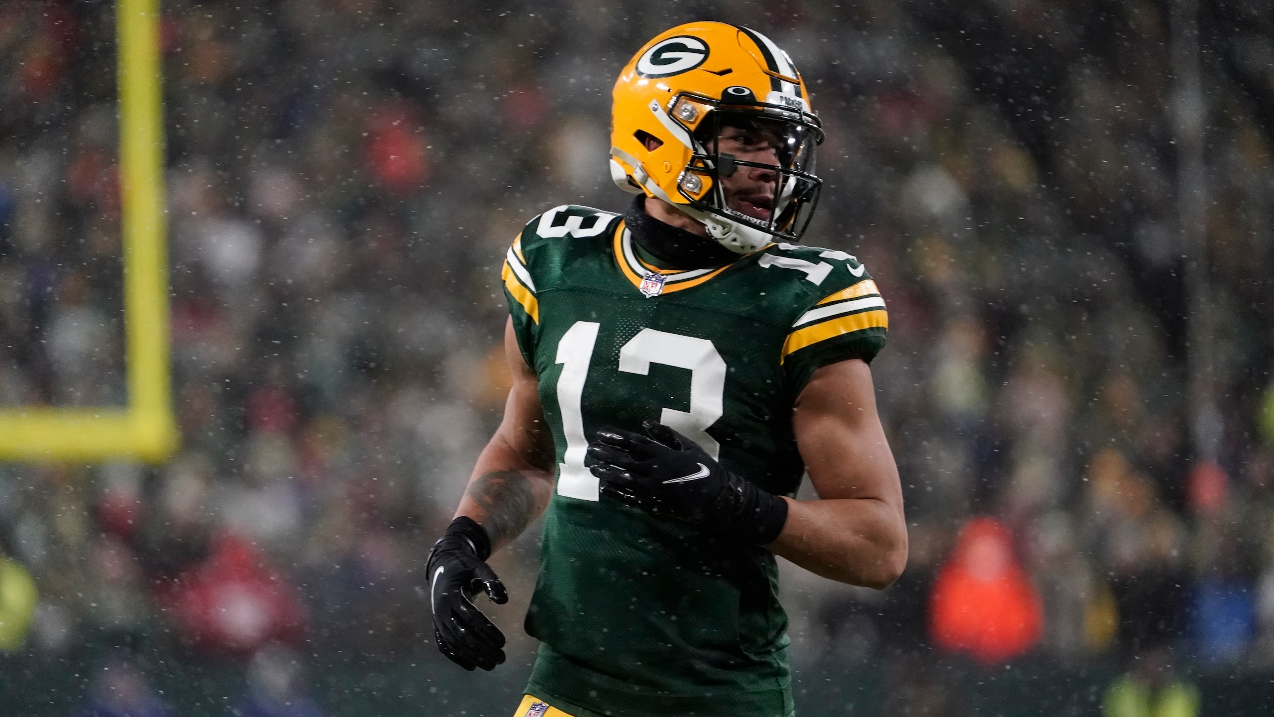 Green Bay Packers' Allen Lazard during the second half of an NFC divisional playoff NFL football game against the San Francisco 49ers Saturday, Jan. 22, 2022, in Green Bay, Wis. (AP Photo/Morry Gash) Green Bay Packers' Allen Lazard during the second half of an NFC divisional playoff NFL football game against the San Francisco 49ers Saturday, Jan. 22, 2022, in Green Bay, Wis. (AP Photo/Morry Gash)