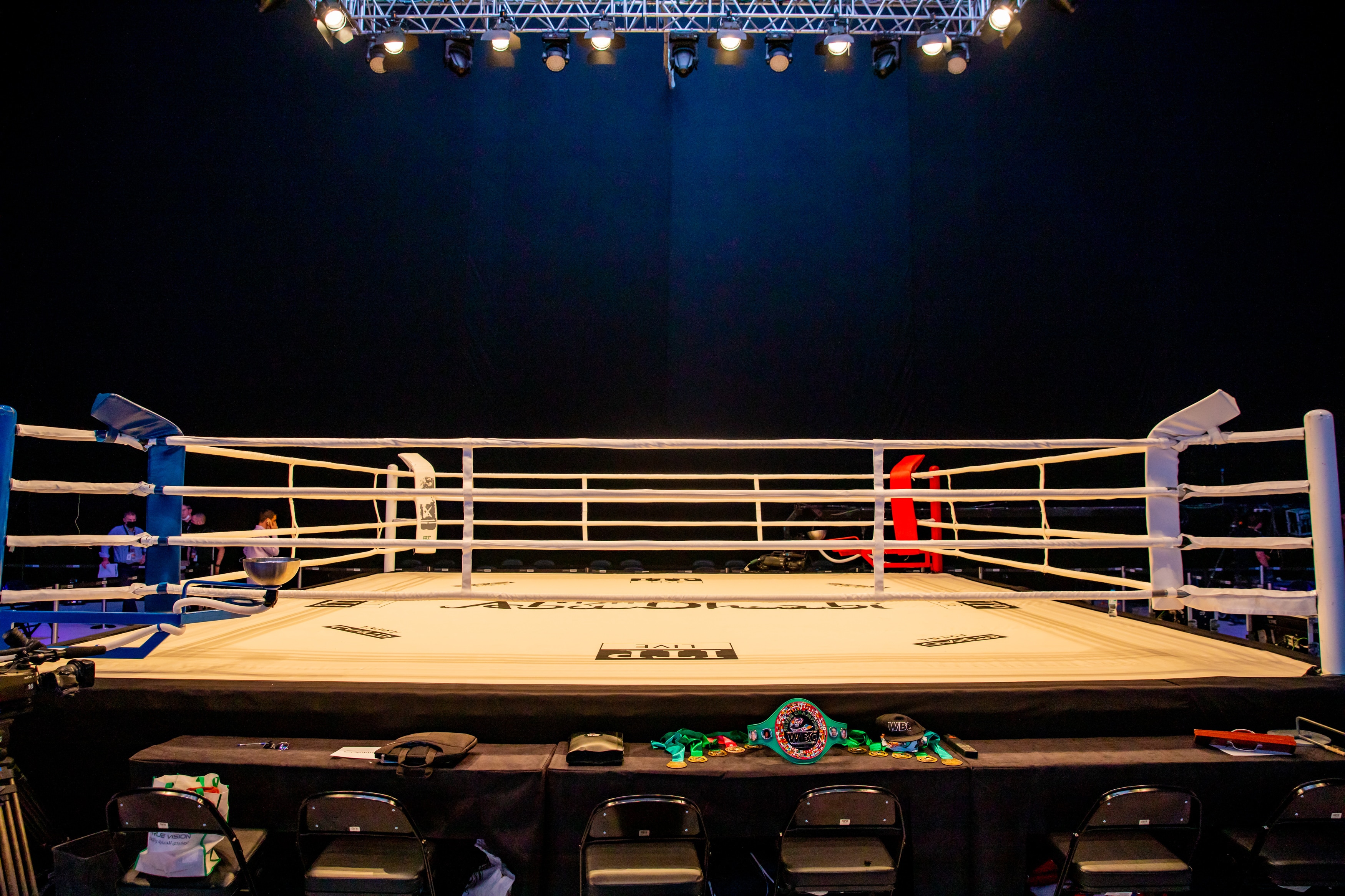 ABU DHABI, UNITED ARAB EMIRATES - MAY 21: A view from boxing ring within Abu Dhabi Unity Boxing Event at Etihad Arena in Abu Dhabi, United Arab Emirates on May 21, 2022. (Photo by Waleed Zain/Anadolu Agency via Getty Images)