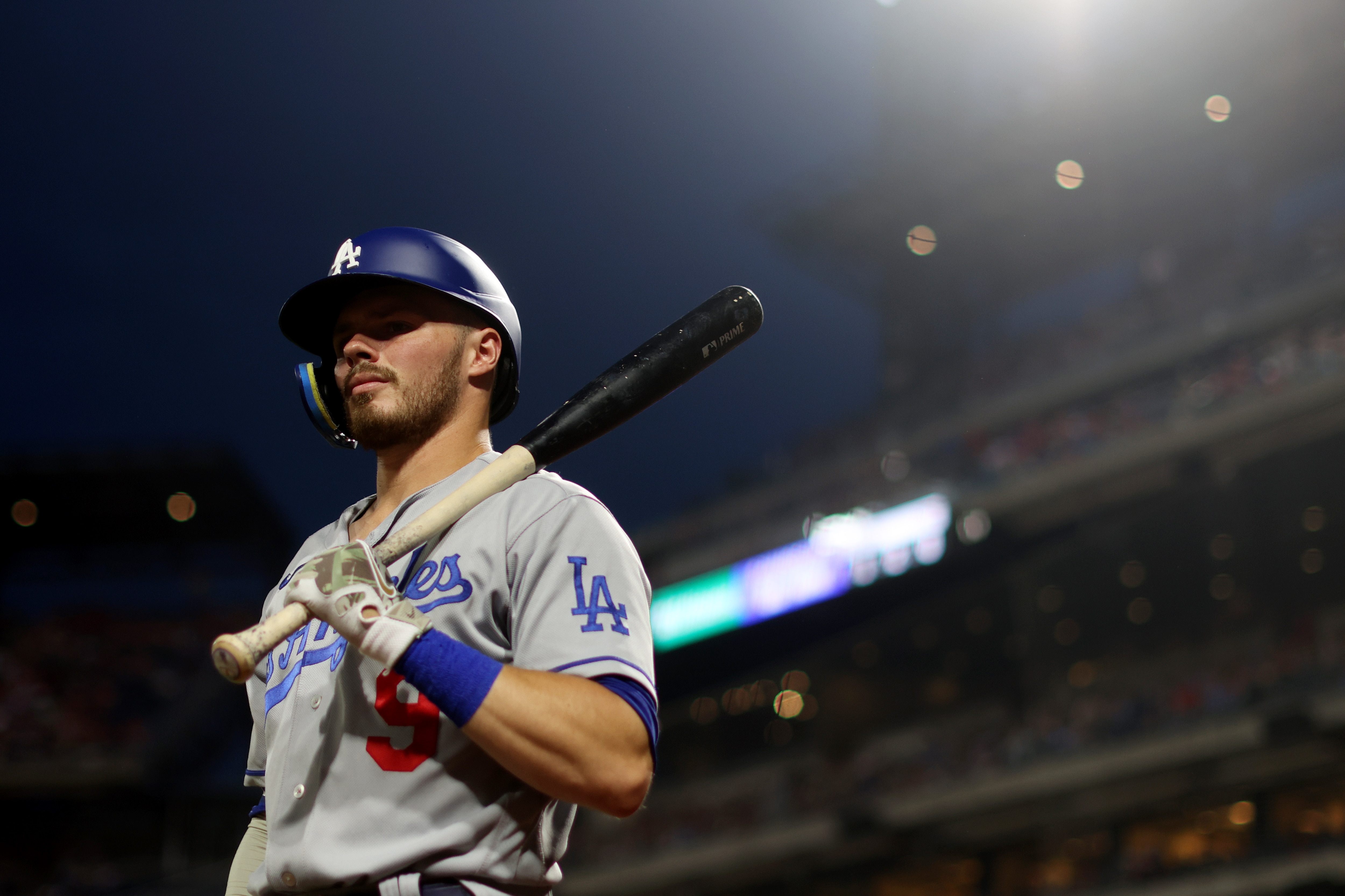 PHILADELPHIA, PA - MAY 20: Gavin Lux #9 of the Los Angeles Dodgers prepares to bat during the game between the Los Angeles Dodgers and the Philadelphia Phillies at Citizens Bank Park on Friday, May 20, 2022 in Philadelphia, Pennsylvania. (Photo by Rob Tringali/MLB Photos via Getty Images)