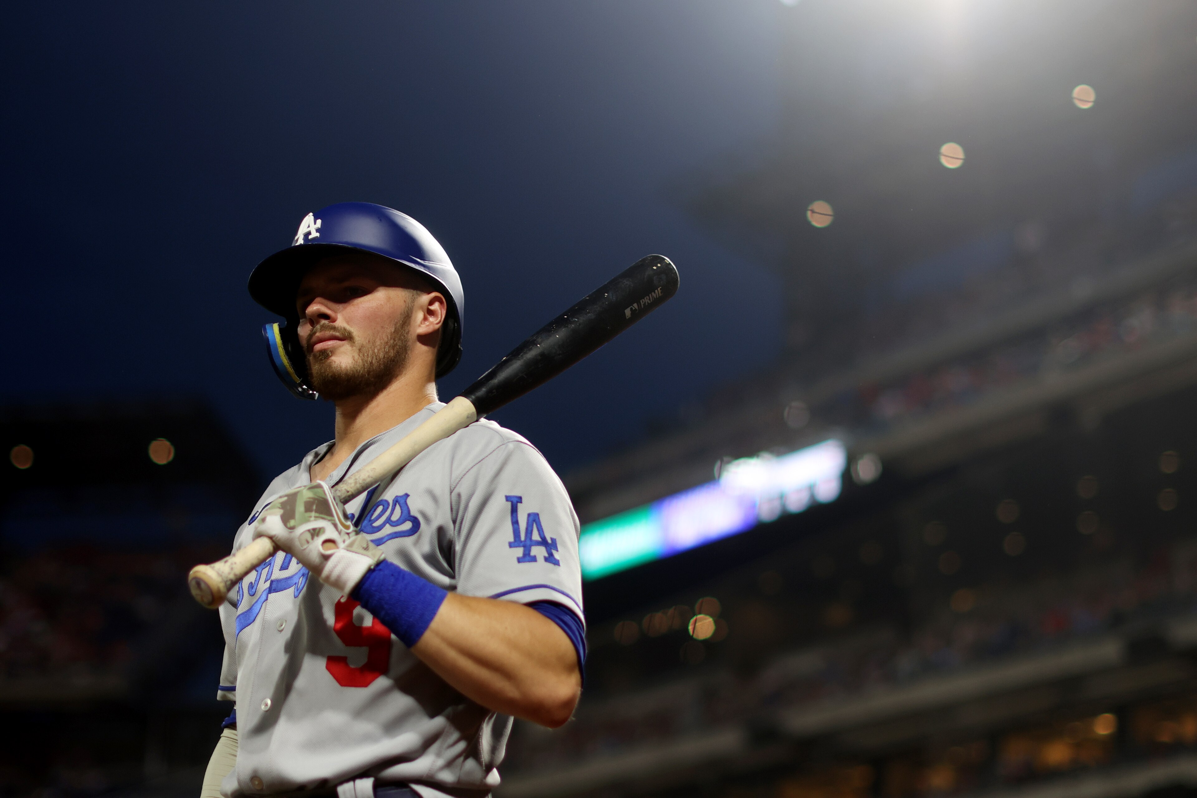 PHILADELPHIA, PA - MAY 20: Gavin Lux #9 of the Los Angeles Dodgers prepares to bat during the game between the Los Angeles Dodgers and the Philadelphia Phillies at Citizens Bank Park on Friday, May 20, 2022 in Philadelphia, Pennsylvania. (Photo by Rob Tringali/MLB Photos via Getty Images) PHILADELPHIA, PA - MAY 20: Gavin Lux #9 of the Los Angeles Dodgers prepares to bat during the game between the Los Angeles Dodgers and the Philadelphia Phillies at Citizens Bank Park on Friday, May 20, 2022 in Philadelphia, Pennsylvania. (Photo by Rob Tringali/MLB Photos via Getty Images)
