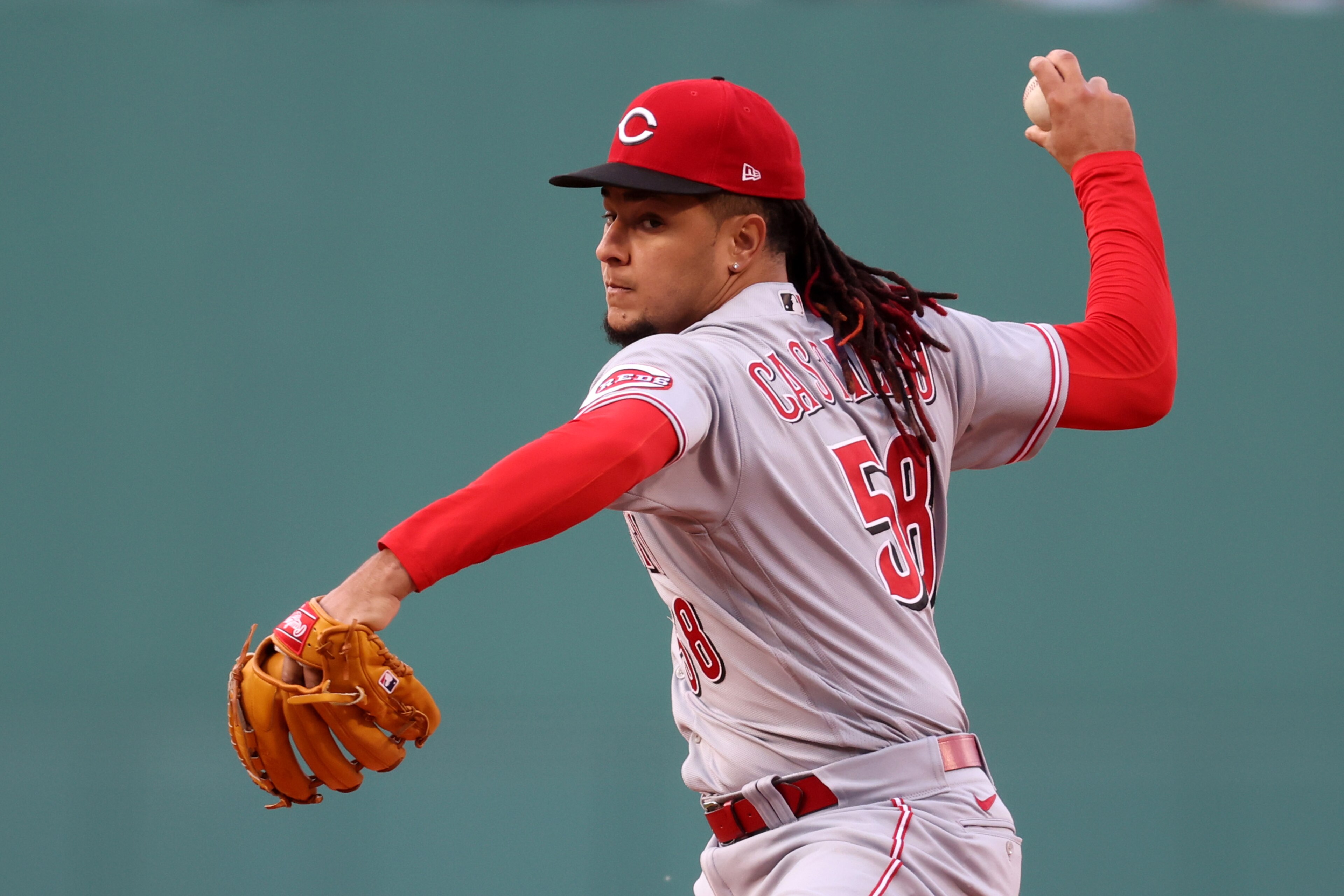 BOSTON, MASSACHUSETTS - MAY 31: Starting pitcher Luis Castillo #58 of the Cincinnati Reds throws against the Boston Red Sox during the first inning at Fenway Park on May 31, 2022 in Boston, Massachusetts. (Photo by Maddie Meyer/Getty Images)