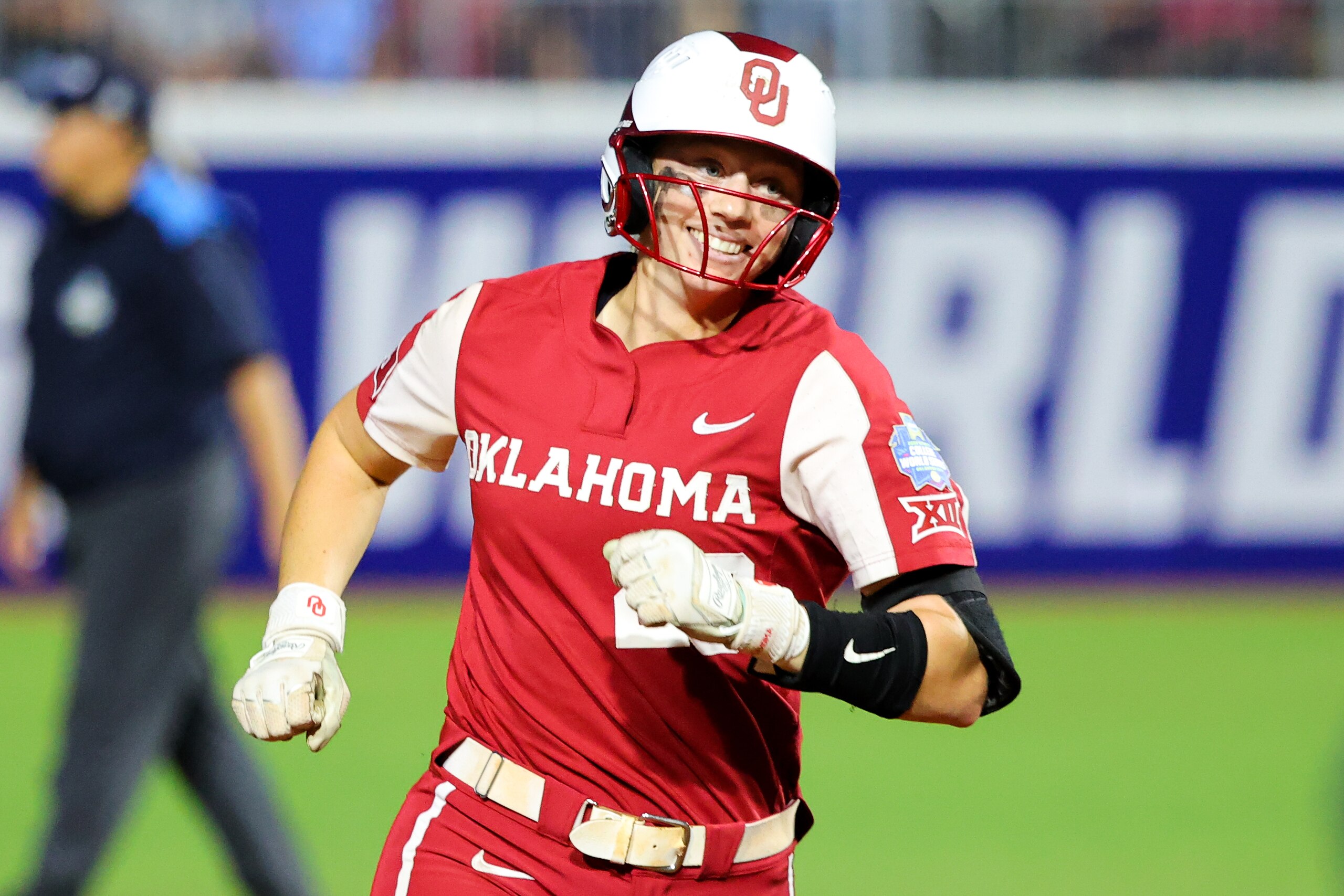 OKLAHOMA CITY, OK - JUNE 08: Jana Johns #20 of the Oklahoma Sooners rounds the bases after hitting a home during the third inning against the Texas Longhorns during the Division I Womens Softball Championship held at ASA Hall of Fame Stadium on June 8, 2022 in Oklahoma City, Oklahoma. (Photo by C. Morgan Engel/NCAA Photos via Getty Images) OKLAHOMA CITY, OK - JUNE 08: Jana Johns #20 of the Oklahoma Sooners rounds the bases after hitting a home during the third inning against the Texas Longhorns during the Division I Womens Softball Championship held at ASA Hall of Fame Stadium on June 8, 2022 in Oklahoma City, Oklahoma. (Photo by C. Morgan Engel/NCAA Photos via Getty Images)