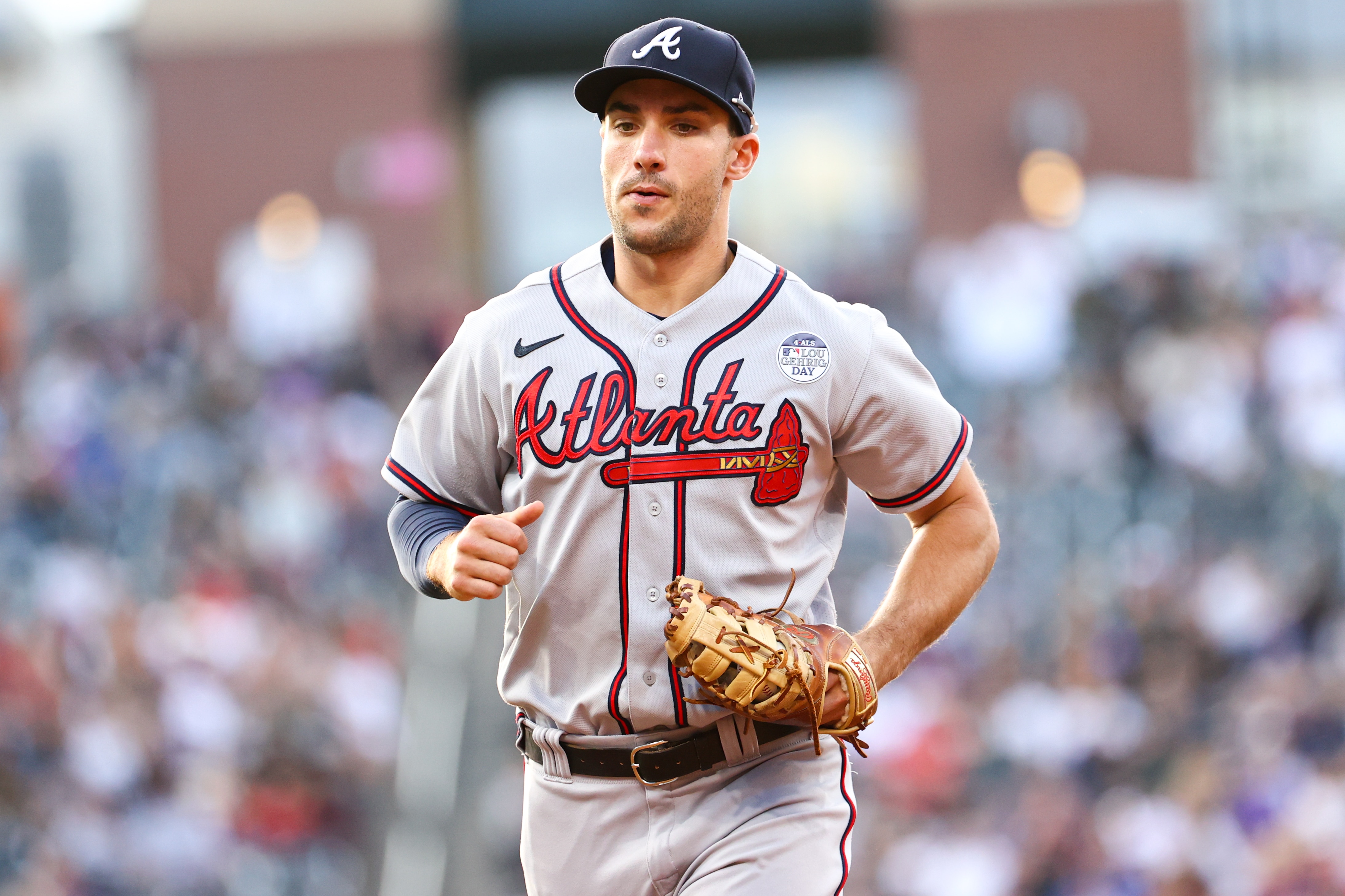 DENVER, CO - JUNE 02: Matt Olson #28 of the Atlanta Braves plays defense during the second inning against the Colorado Rockies at Coors Field on June 2, 2022 in Denver, Colorado. (Photo by Ethan Mito/Clarkson Creative/Getty Images)