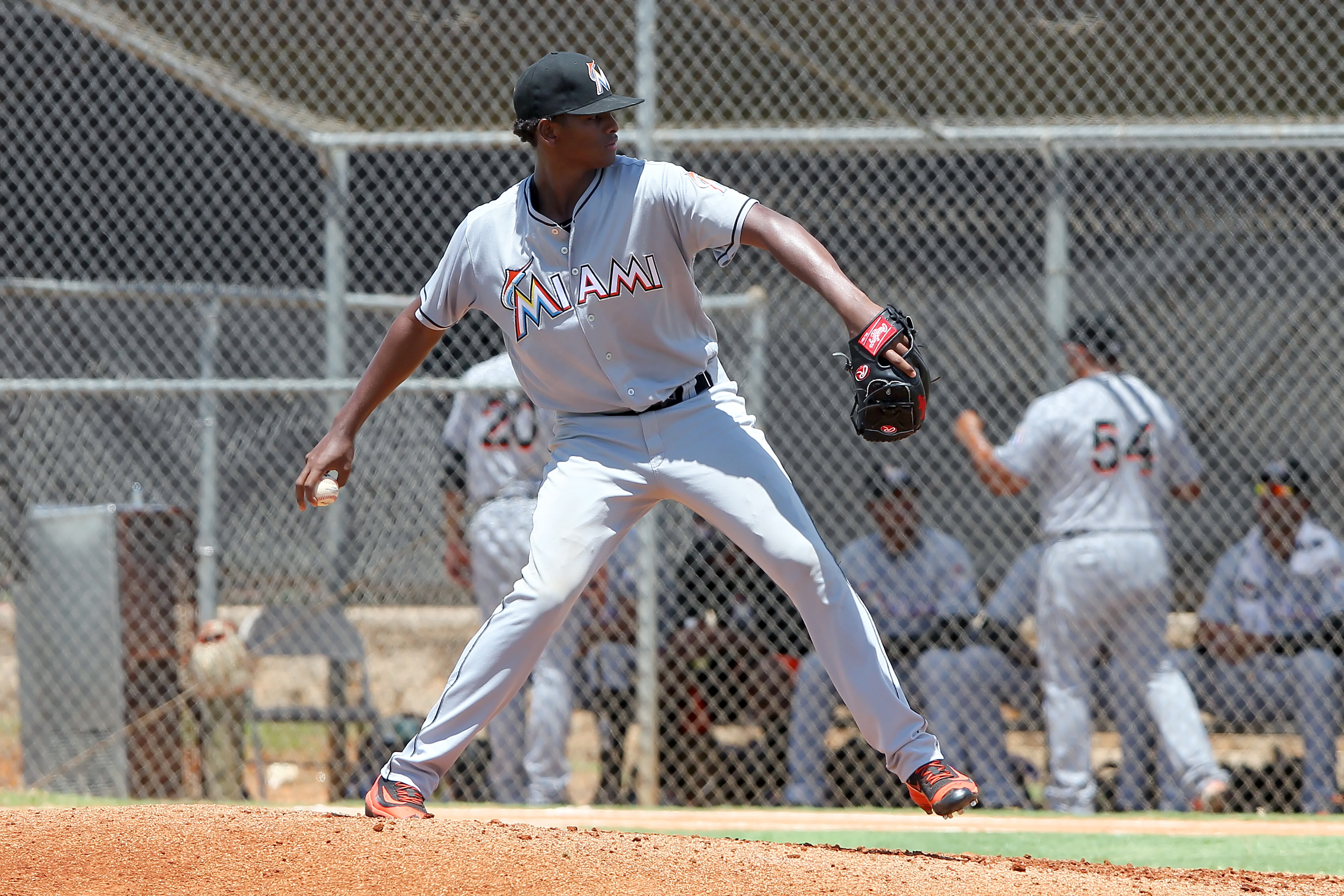 22 JUL 2016: 	Edward Cabrera of the Marlins during the Gulf Coast League game between the GCL Marlins and the GCL Astros at the Osceola County Stadium complex in Kissimmee, Florida.  (Photo by Cliff Welch/Icon Sportswire via Getty Images)