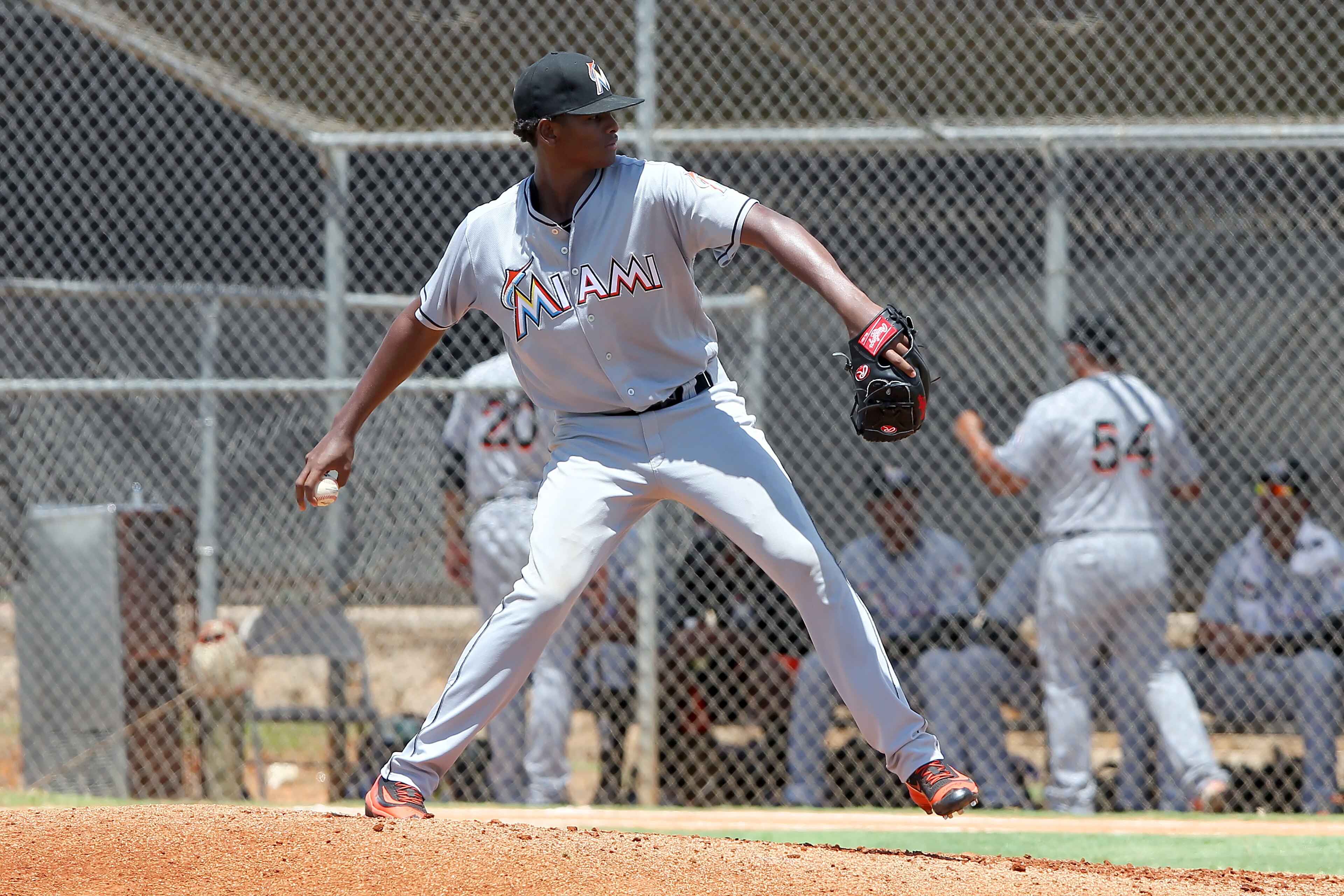 22 JUL 2016: 	Edward Cabrera of the Marlins during the Gulf Coast League game between the GCL Marlins and the GCL Astros at the Osceola County Stadium complex in Kissimmee, Florida.  (Photo by Cliff Welch/Icon Sportswire via Getty Images)