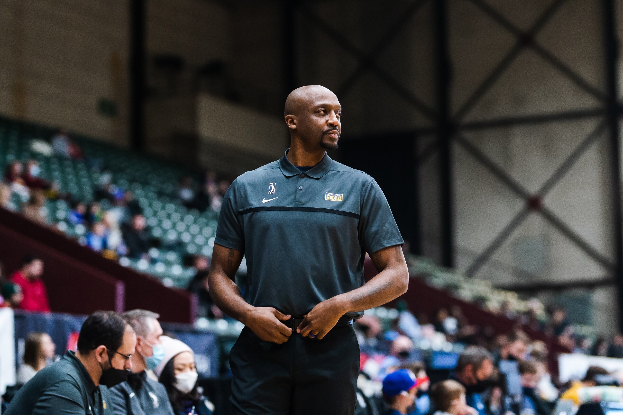 GRAND RAPIDS, MI - JANUARY 8: Jason Terry, head coach of the Grand Rapids Gold, watches his team face the Cleveland Charge on January 8, 2022 at DeltaPlex Arena in Grand Rapids, Michigan. NOTE TO USER: User expressly acknowledges and agrees that, by downloading and or using this photograph, User is consenting to the terms and conditions of the Getty Images License Agreement. Mandatory Copyright Notice: Copyright 2022 NBAE (Photo by Allison Farrand/NBAE via Getty Images) GRAND RAPIDS, MI - JANUARY 8: Jason Terry, head coach of the Grand Rapids Gold, watches his team face the Cleveland Charge on January 8, 2022 at DeltaPlex Arena in Grand Rapids, Michigan. NOTE TO USER: User expressly acknowledges and agrees that, by downloading and or using this photograph, User is consenting to the terms and conditions of the Getty Images License Agreement. Mandatory Copyright Notice: Copyright 2022 NBAE (Photo by Allison Farrand/NBAE via Getty Images)