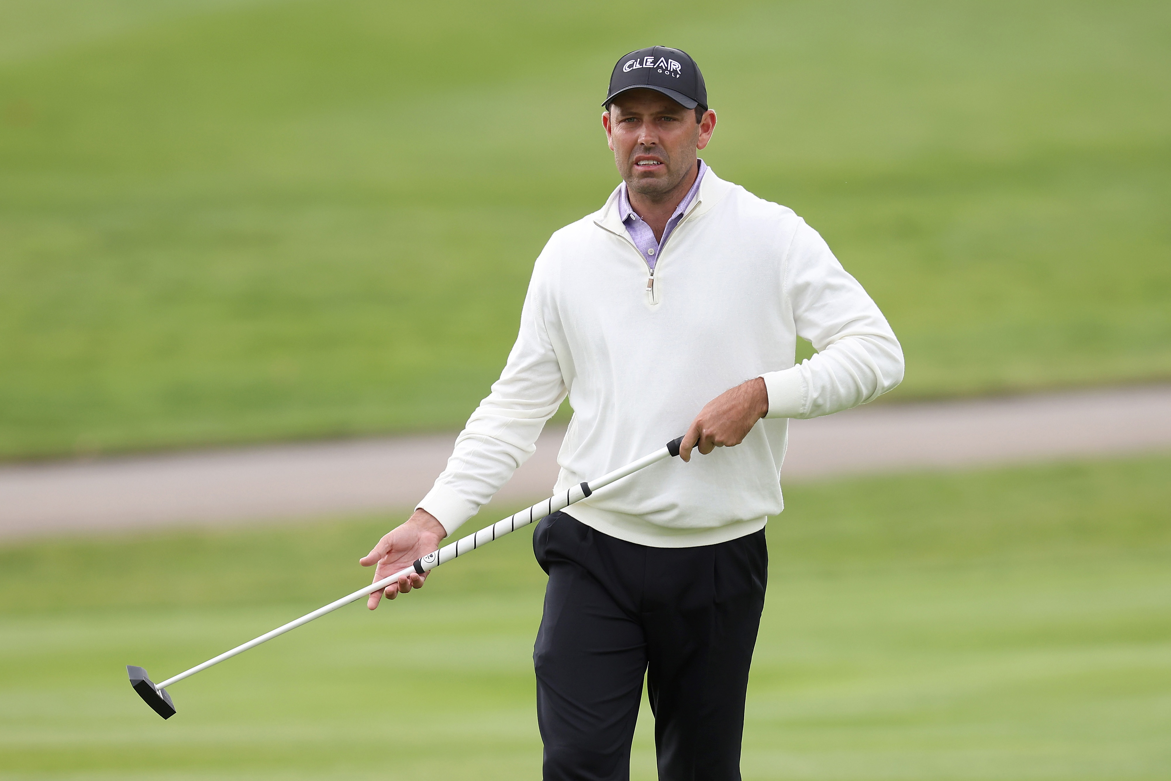 ST ALBANS, ENGLAND - JUNE 09: Charl Schwartzel of Stinger GC putts on the 16th green during day one of the LIV Golf Invitational - London at The Centurion Club on June 09, 2022 in St Albans, England. (Photo by Charlie Crowhurst/LIV Golf/Getty Images)