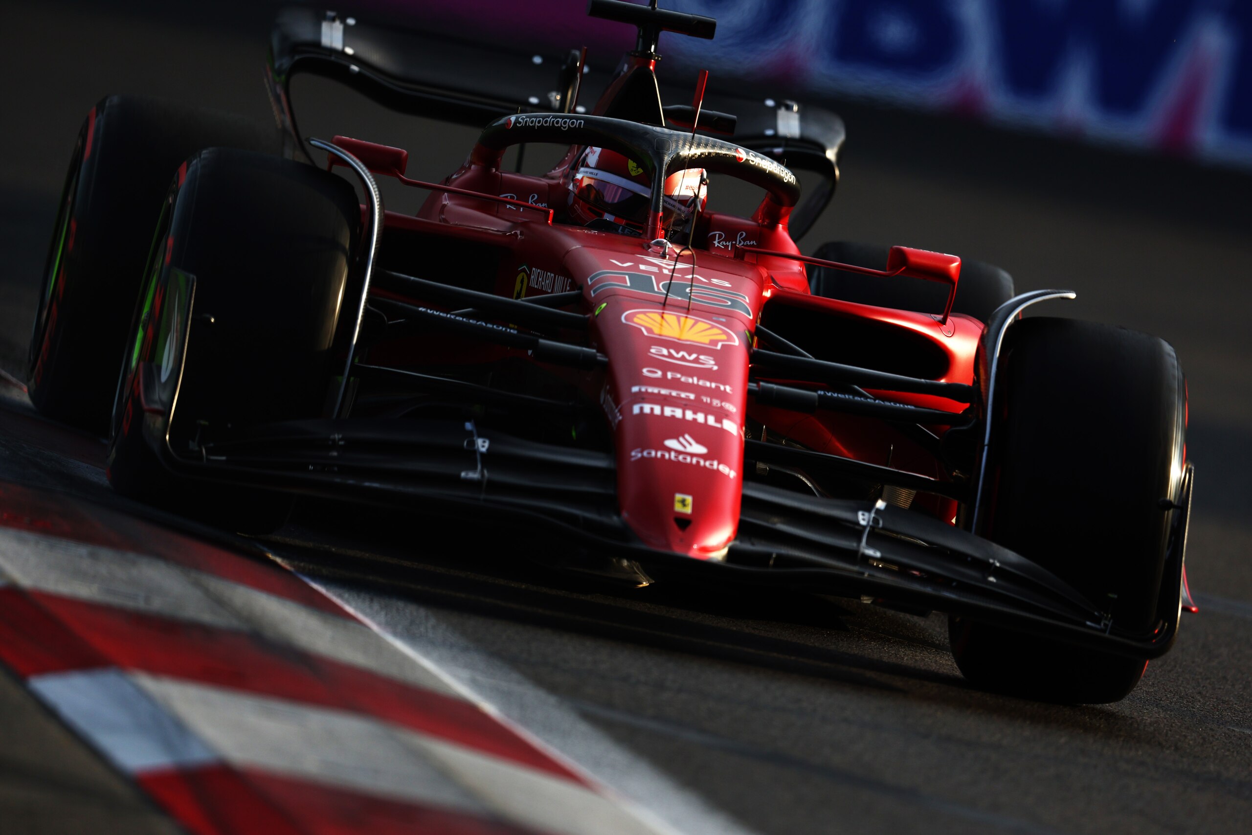 BAKU, AZERBAIJAN - JUNE 11: Charles Leclerc of Monaco driving the (16) Ferrari F1-75 on track during qualifying ahead of the F1 Grand Prix of Azerbaijan at Baku City Circuit on June 11, 2022 in Baku, Azerbaijan. (Photo by Clive Rose/Getty Images)