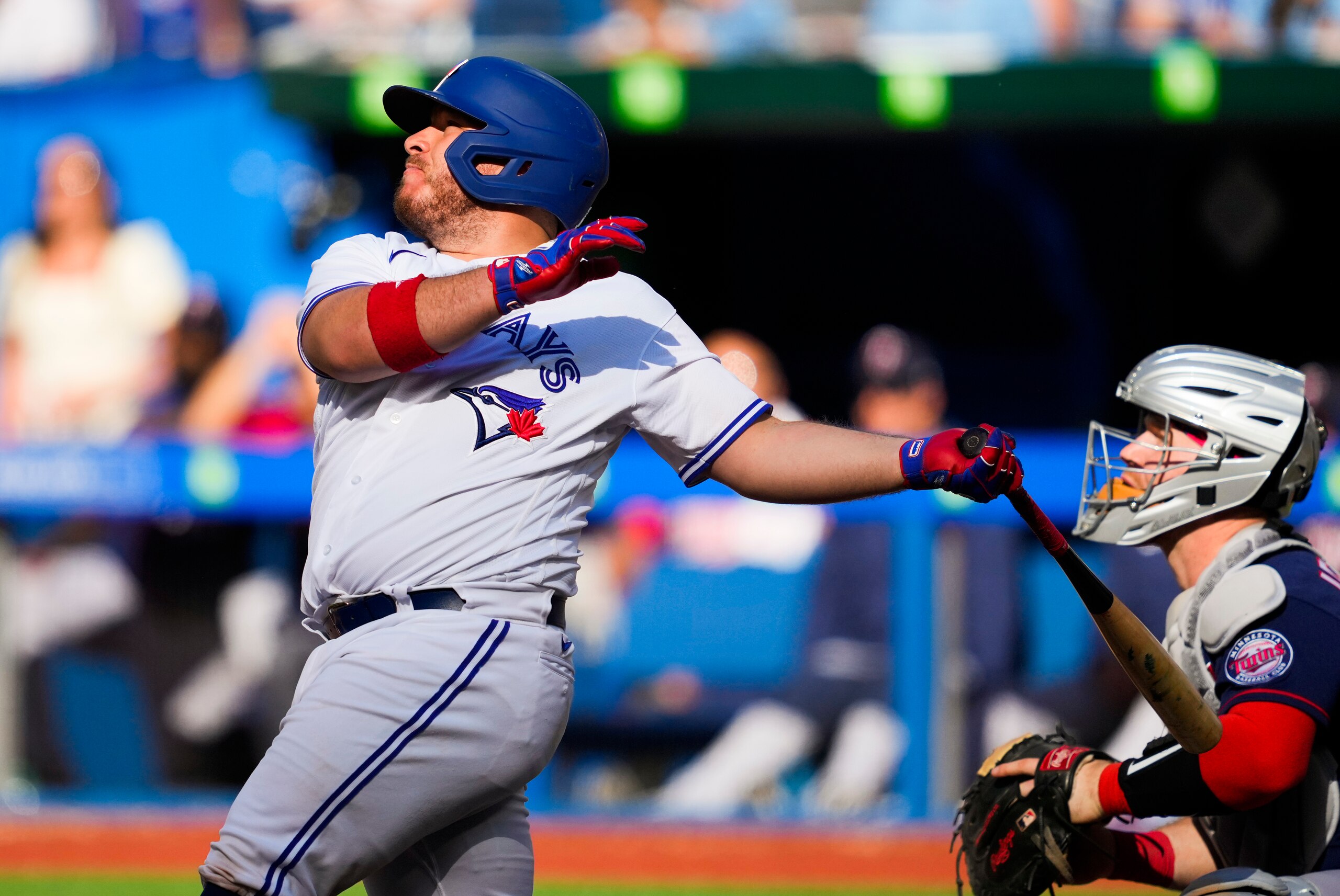 TORONTO, ON - JUNE 4: Alejandro Kirk #30 of the Toronto Blue Jays swings against the Minnesota Twins in the ninth inning during their MLB game at the Rogers Centre on June 4, 2022 in Toronto, Ontario, Canada. (Photo by Mark Blinch/Getty Images) TORONTO, ON - JUNE 4: Alejandro Kirk #30 of the Toronto Blue Jays swings against the Minnesota Twins in the ninth inning during their MLB game at the Rogers Centre on June 4, 2022 in Toronto, Ontario, Canada. (Photo by Mark Blinch/Getty Images)