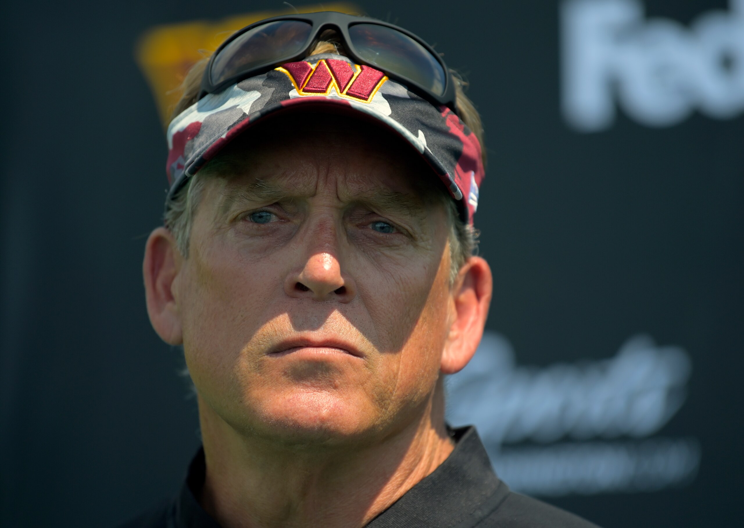 ASHBURN, VA- JUNE 8: Washington Commanders defensive coordinator Jack Del Rio talks to the media after an OTA for the Washington Commanders at their training facility in Ashburn, VA on June 8, 2022.. (Photo by John McDonnell/The Washington Post via Getty Images)