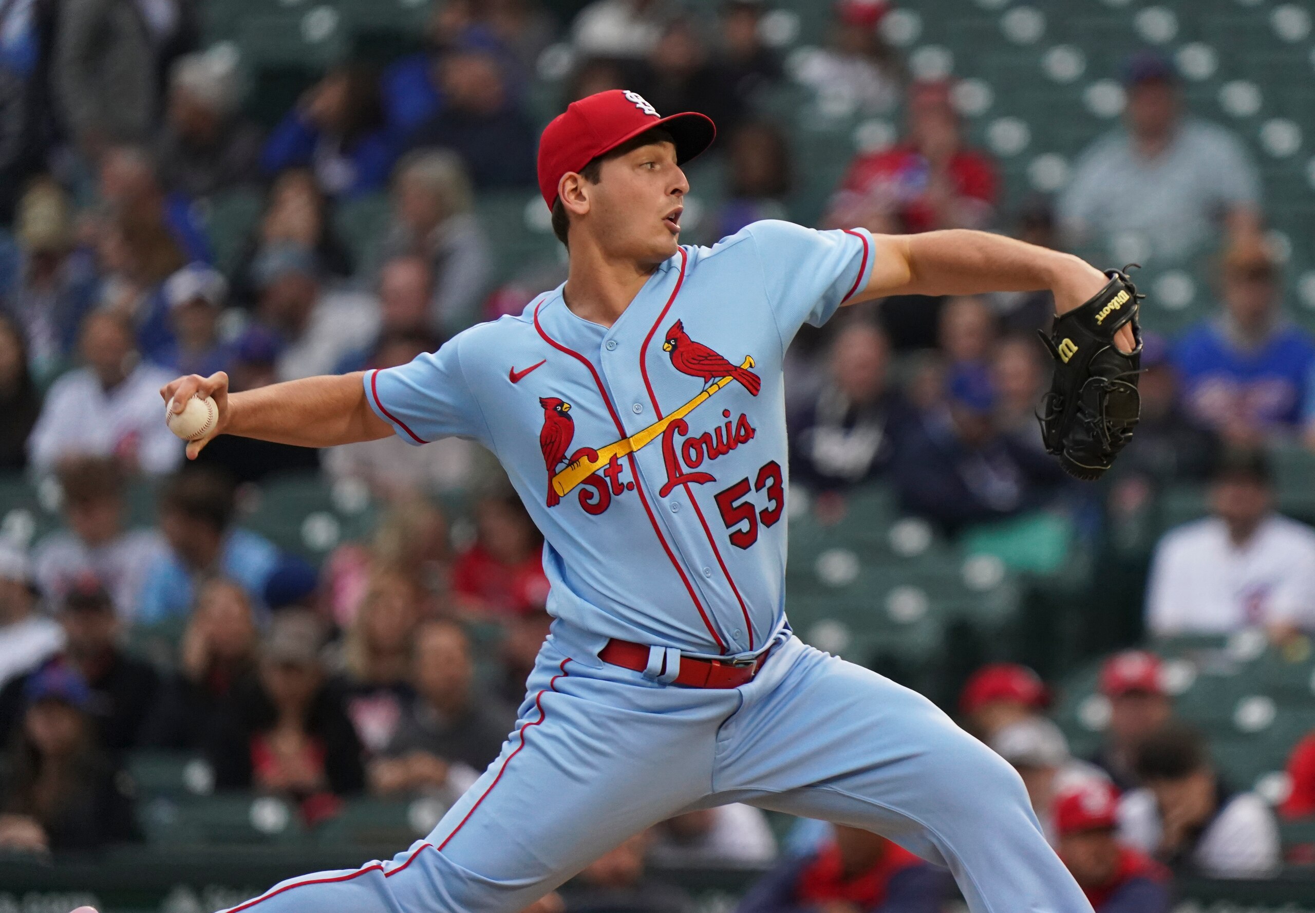 CHICAGO, ILLINOIS - JUNE 04: Andre Pallante #53 of the St. Louis Cardinals throws a pitch during the first inning of Game Two of a doubleheader against the Chicago Cubs at Wrigley Field on June 04, 2022 in Chicago, Illinois. (Photo by Nuccio DiNuzzo/Getty Images) CHICAGO, ILLINOIS - JUNE 04: Andre Pallante #53 of the St. Louis Cardinals throws a pitch during the first inning of Game Two of a doubleheader against the Chicago Cubs at Wrigley Field on June 04, 2022 in Chicago, Illinois. (Photo by Nuccio DiNuzzo/Getty Images)