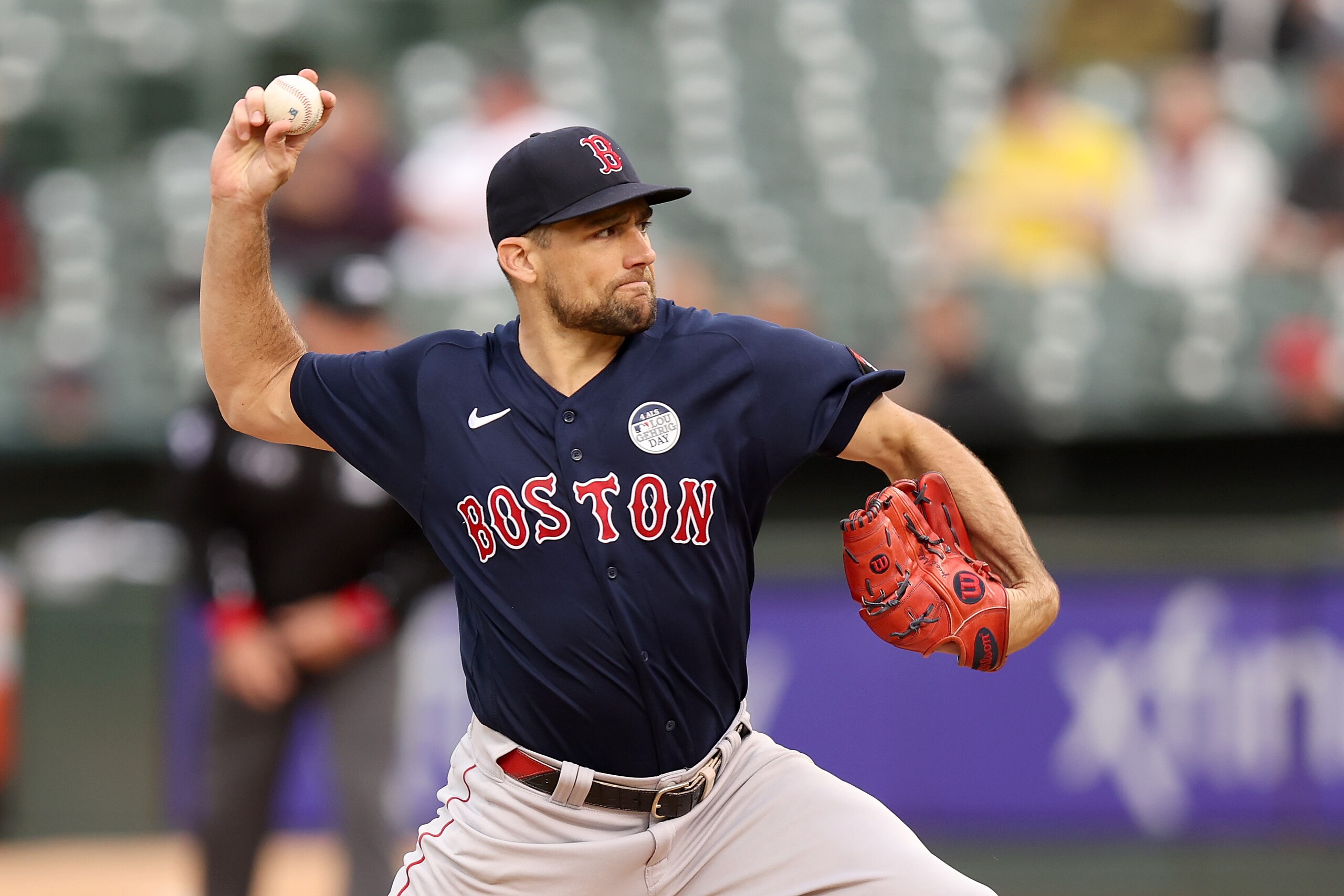 OAKLAND, CALIFORNIA - JUNE 03: Nathan Eovaldi #17 of the Boston Red Sox pitches against the Oakland Athletics in the first inning at RingCentral Coliseum on June 03, 2022 in Oakland, California. (Photo by Ezra Shaw/Getty Images) OAKLAND, CALIFORNIA - JUNE 03: Nathan Eovaldi #17 of the Boston Red Sox pitches against the Oakland Athletics in the first inning at RingCentral Coliseum on June 03, 2022 in Oakland, California. (Photo by Ezra Shaw/Getty Images)