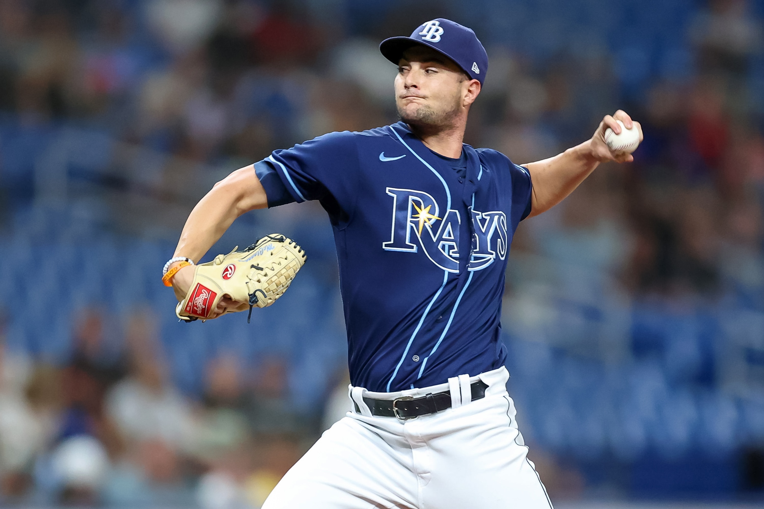 ST. PETERSBURG, FL - JUNE 3: Shane McClanahan #18 of the Tampa Bay Rays throws against the Chicago White Sox during the first inning of a baseball game at Tropicana Field on June 3, 2022 in St. Petersburg, Florida. (Photo by Mike Carlson/Getty Images)