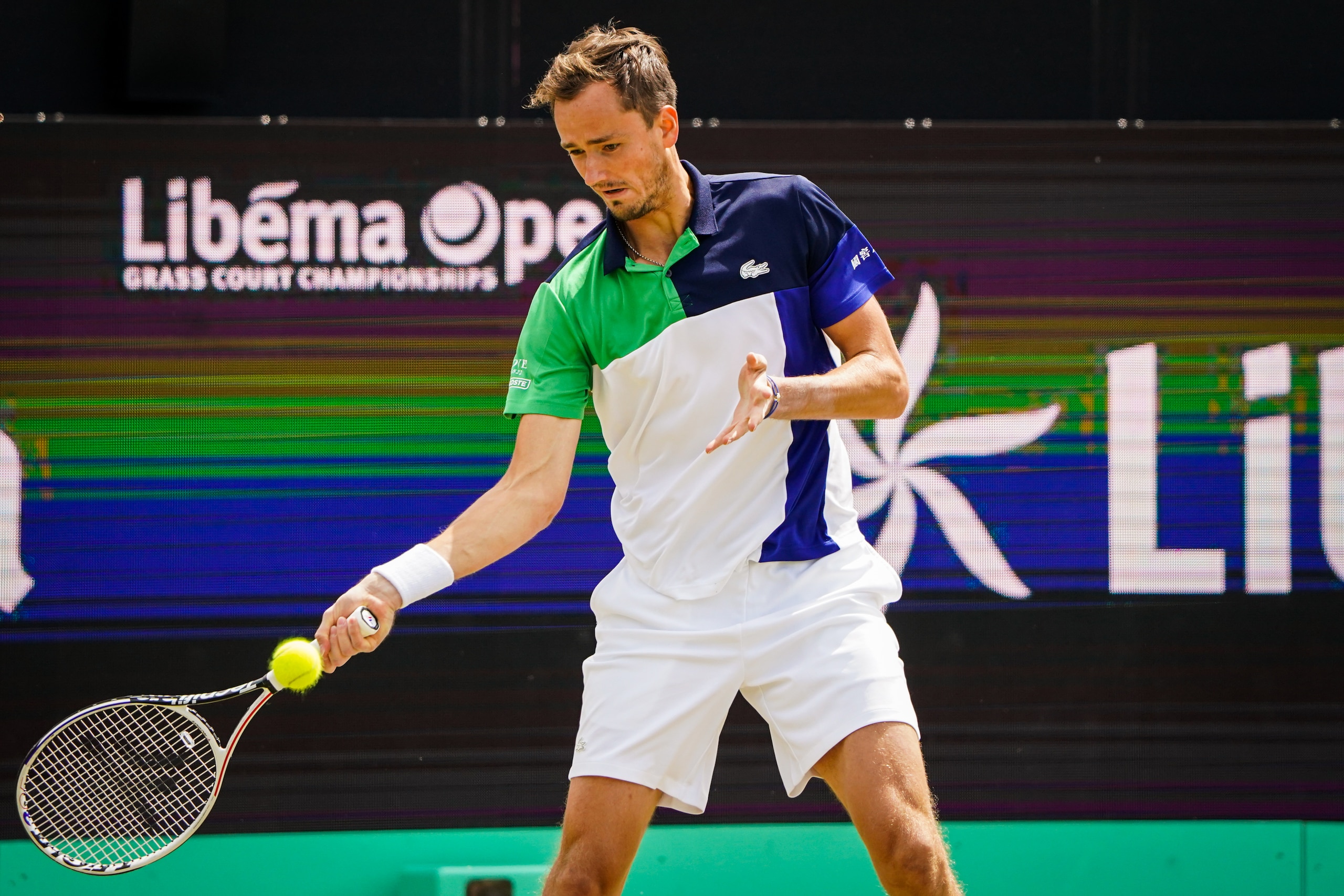 'S-HERTOGENBOSCH, NETHERLANDS - JUNE 12: Daniil Medvedev of Russia during the Mens Singles Final match between Daniil Medvedev of Russia and Tim van Rijthoven of the Netherlands at the Autotron on June 12, 2022 in 's-Hertogenbosch, Netherlands (Photo by Joris Verwijst/BSR Agency/Getty Images) 'S-HERTOGENBOSCH, NETHERLANDS - JUNE 12: Daniil Medvedev of Russia during the Mens Singles Final match between Daniil Medvedev of Russia and Tim van Rijthoven of the Netherlands at the Autotron on June 12, 2022 in 's-Hertogenbosch, Netherlands (Photo by Joris Verwijst/BSR Agency/Getty Images)