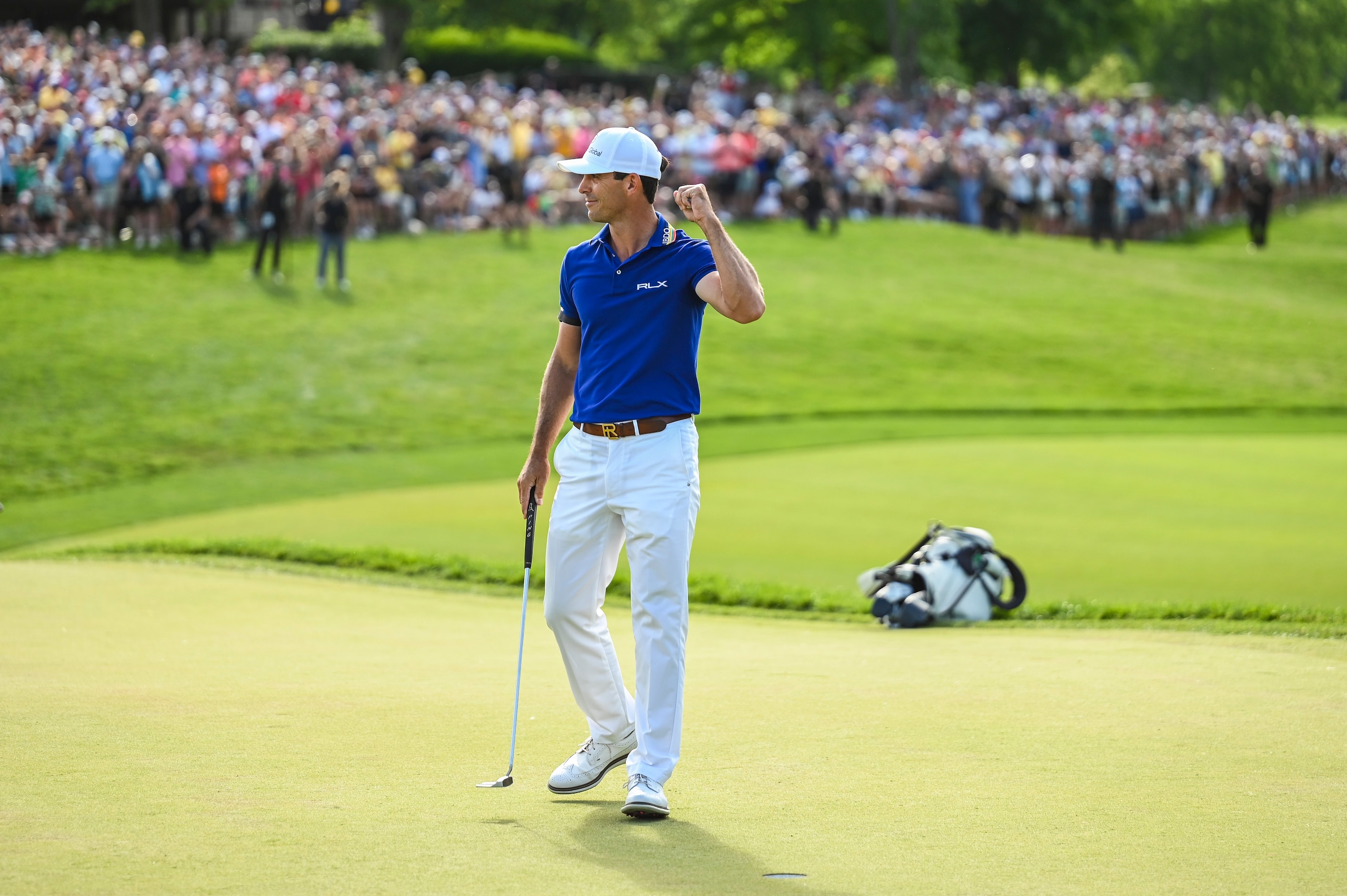 DUBLIN, OHIO - JUNE 05: Billy Horschel celebrates with a fist pump after his four stroke victory on the 18th hole green during the final round of the Memorial Tournament presented by Workday at Muirfield Village Golf Club on June 5, 2022 in Dublin, Ohio. (Photo by Keyur Khamar/PGA TOUR via Getty Images) DUBLIN, OHIO - JUNE 05: Billy Horschel celebrates with a fist pump after his four stroke victory on the 18th hole green during the final round of the Memorial Tournament presented by Workday at Muirfield Village Golf Club on June 5, 2022 in Dublin, Ohio. (Photo by Keyur Khamar/PGA TOUR via Getty Images)