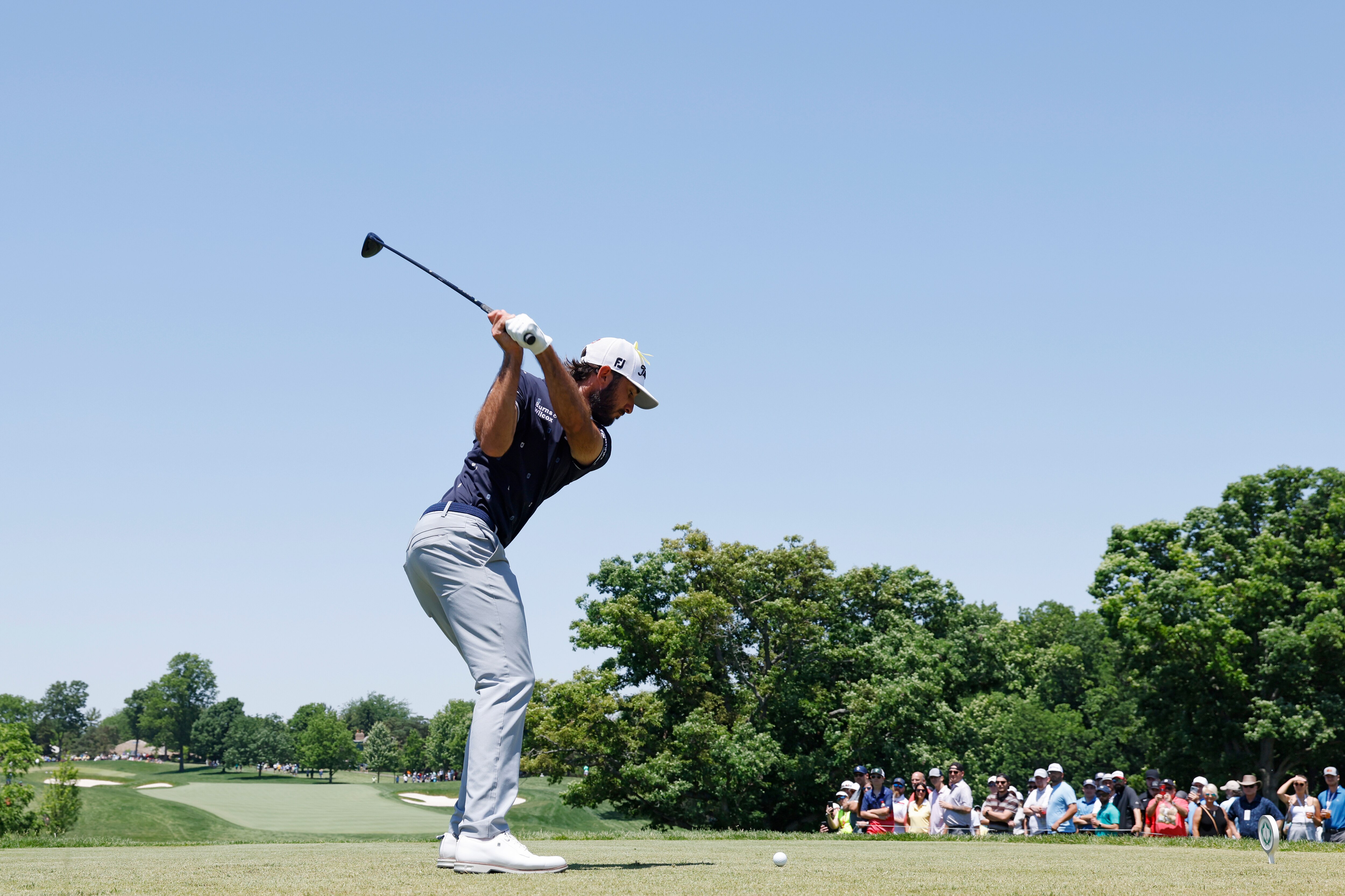 DUBLIN, OH - JUNE 05: Max Homa of the United States hits a tee shot at the 10th hole during the final round of the Memorial Tournament presented by Workday at Muirfield Village Golf Club on June 05, 2022 in Dublin, Ohio. (Photo by Joe Robbins/Icon Sportswire via Getty Images)