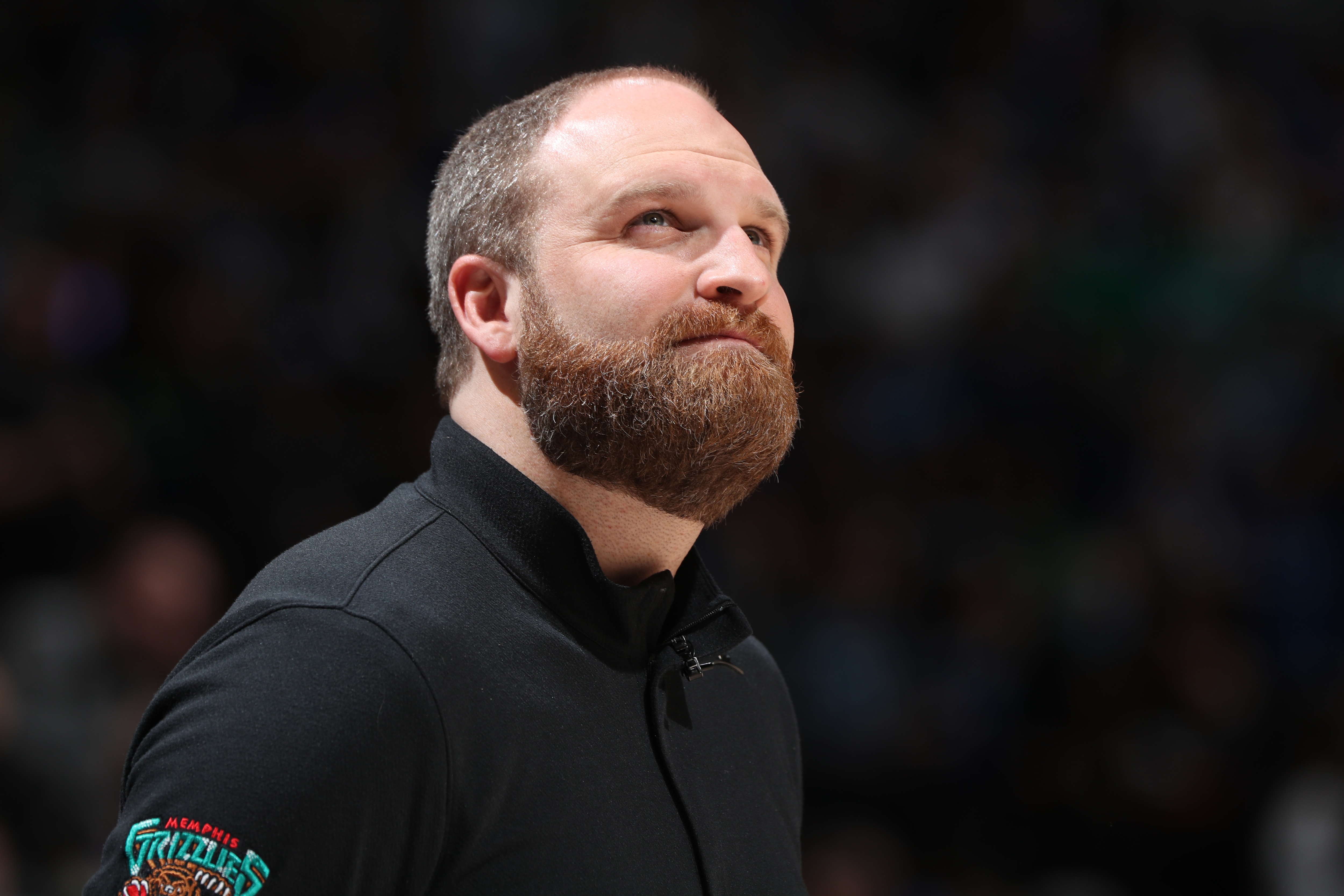 MINNEAPOLIS, MN -  APRIL 29: Head Coach Taylor Jenkins of the Memphis Grizzlies looks on during Round 1 Game 6 of the 2022 NBA Playoffs on April 29, 2022 at Target Center in Minneapolis, Minnesota. NOTE TO USER: User expressly acknowledges and agrees that, by downloading and or using this Photograph, user is consenting to the terms and conditions of the Getty Images License Agreement. Mandatory Copyright Notice: Copyright 2022 NBAE (Photo by Joe Murphy/NBAE via Getty Images)