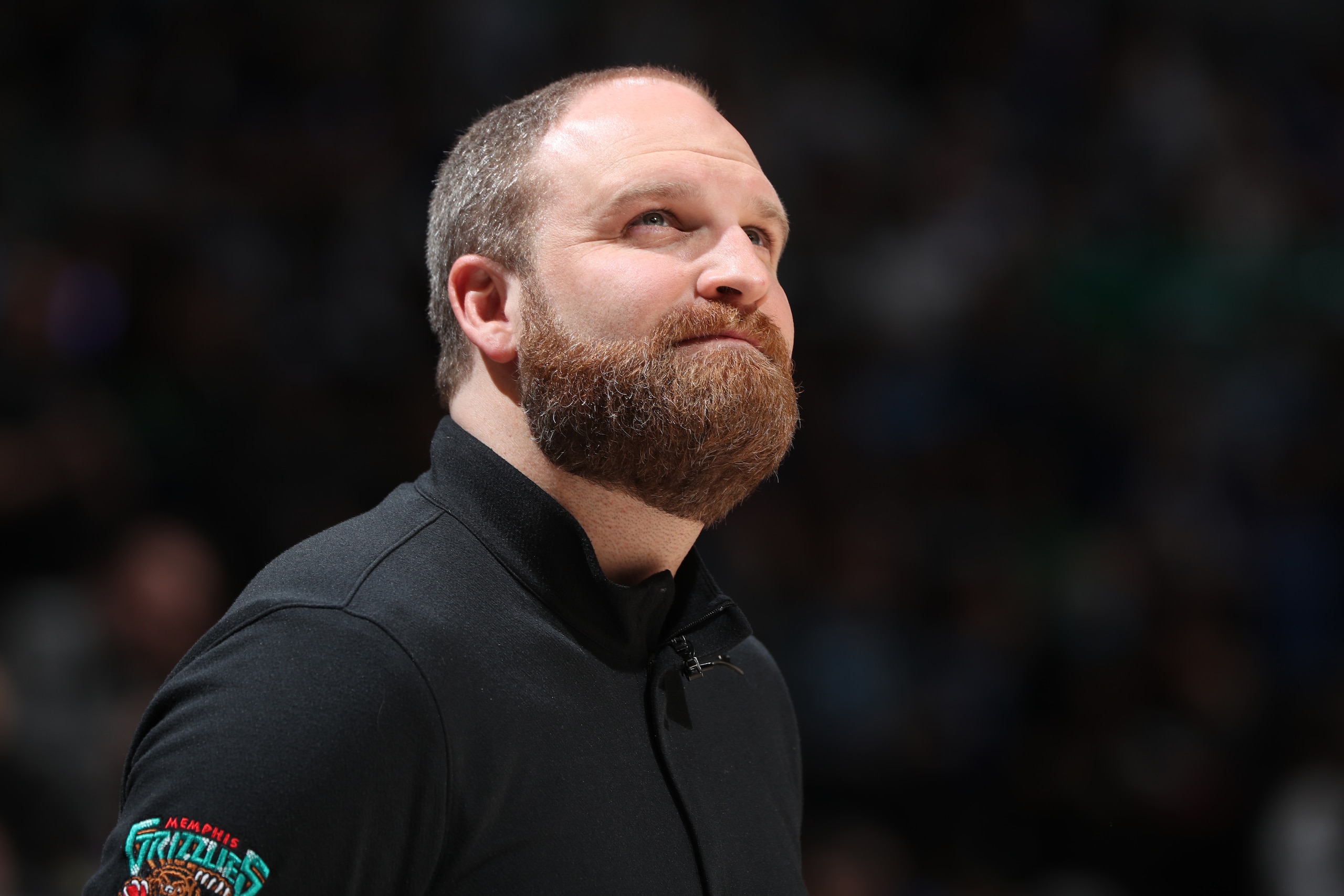 MINNEAPOLIS, MN -  APRIL 29: Head Coach Taylor Jenkins of the Memphis Grizzlies looks on during Round 1 Game 6 of the 2022 NBA Playoffs on April 29, 2022 at Target Center in Minneapolis, Minnesota. NOTE TO USER: User expressly acknowledges and agrees that, by downloading and or using this Photograph, user is consenting to the terms and conditions of the Getty Images License Agreement. Mandatory Copyright Notice: Copyright 2022 NBAE (Photo by Joe Murphy/NBAE via Getty Images)