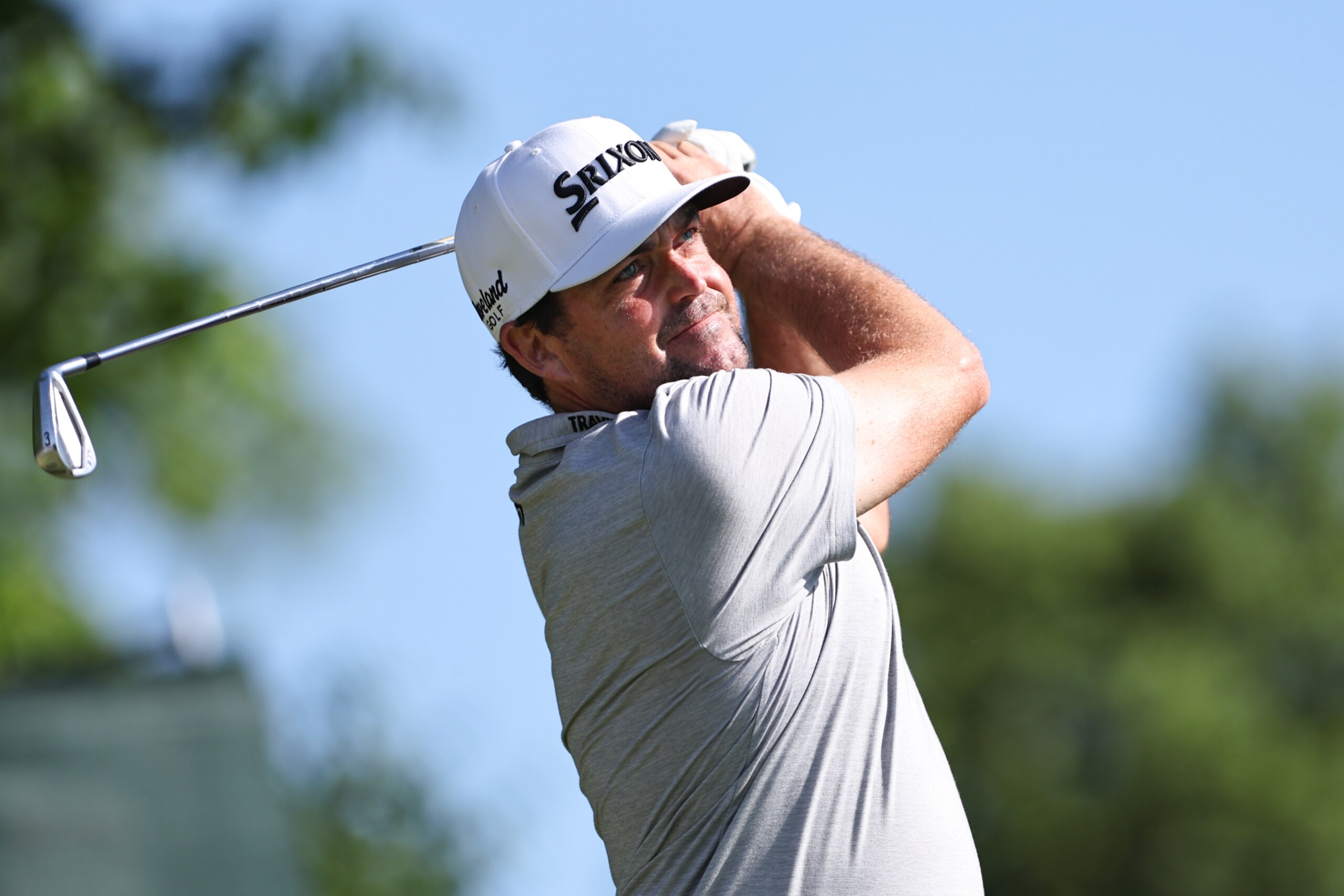 DUBLIN, OH - JUNE 04: Keegan Bradley watches his tee shot on the third hole during the third round of the Memorial Tournament presented by Workday on June 4, 2022, at the Muirfield Village Golf Club in Dublin, OH. (Photo by Ian Johnson/Icon Sportswire via Getty Images)