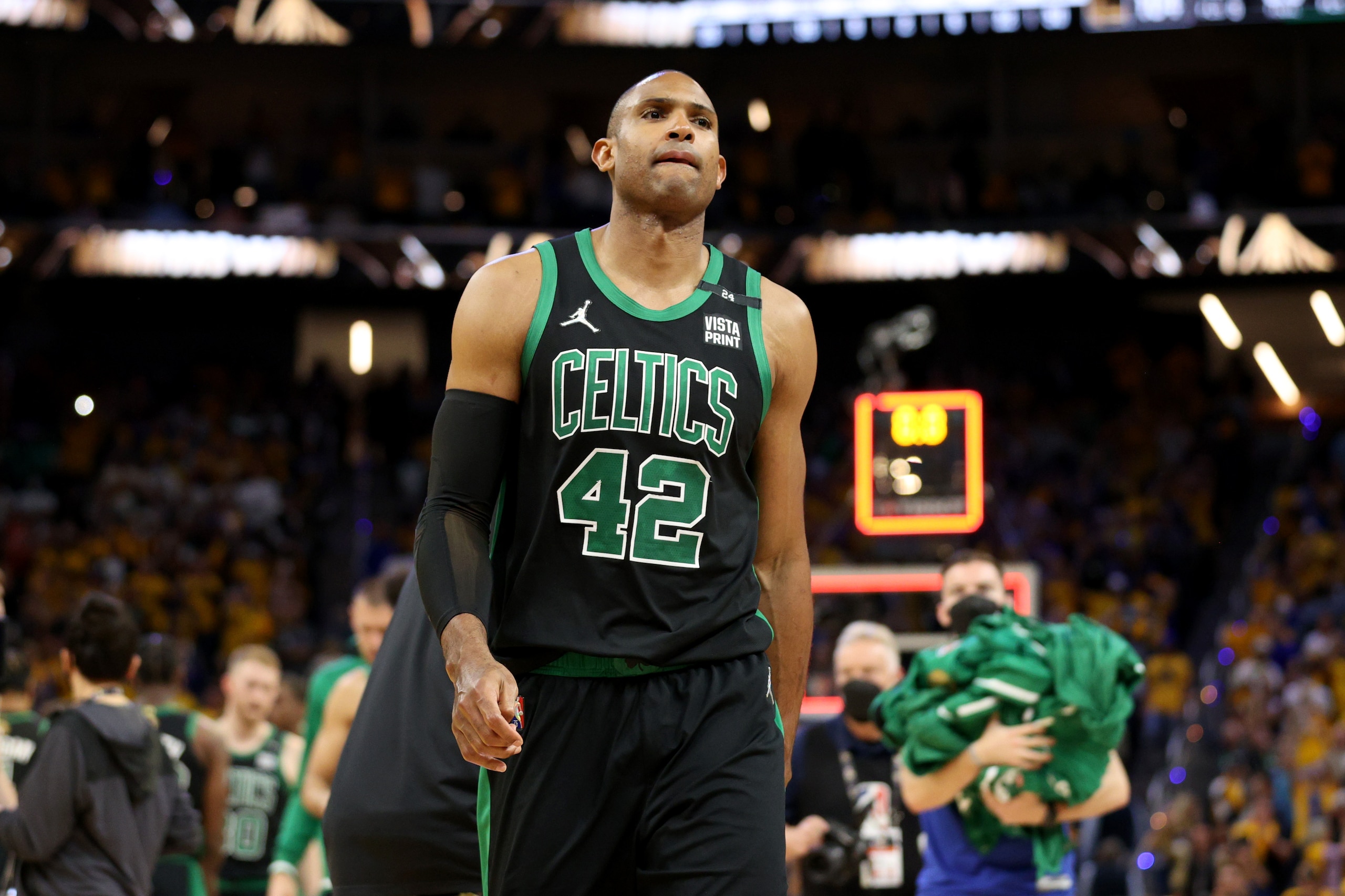 SAN FRANCISCO, CALIFORNIA - JUNE 13: Al Horford #42 of the Boston Celtics walks off the court after the 104-94 loss against the Golden State Warriors in Game Five of the 2022 NBA Finals at Chase Center on June 13, 2022 in San Francisco, California. NOTE TO USER: User expressly acknowledges and agrees that, by downloading and/or using this photograph, User is consenting to the terms and conditions of the Getty Images License Agreement. (Photo by Ezra Shaw/Getty Images)