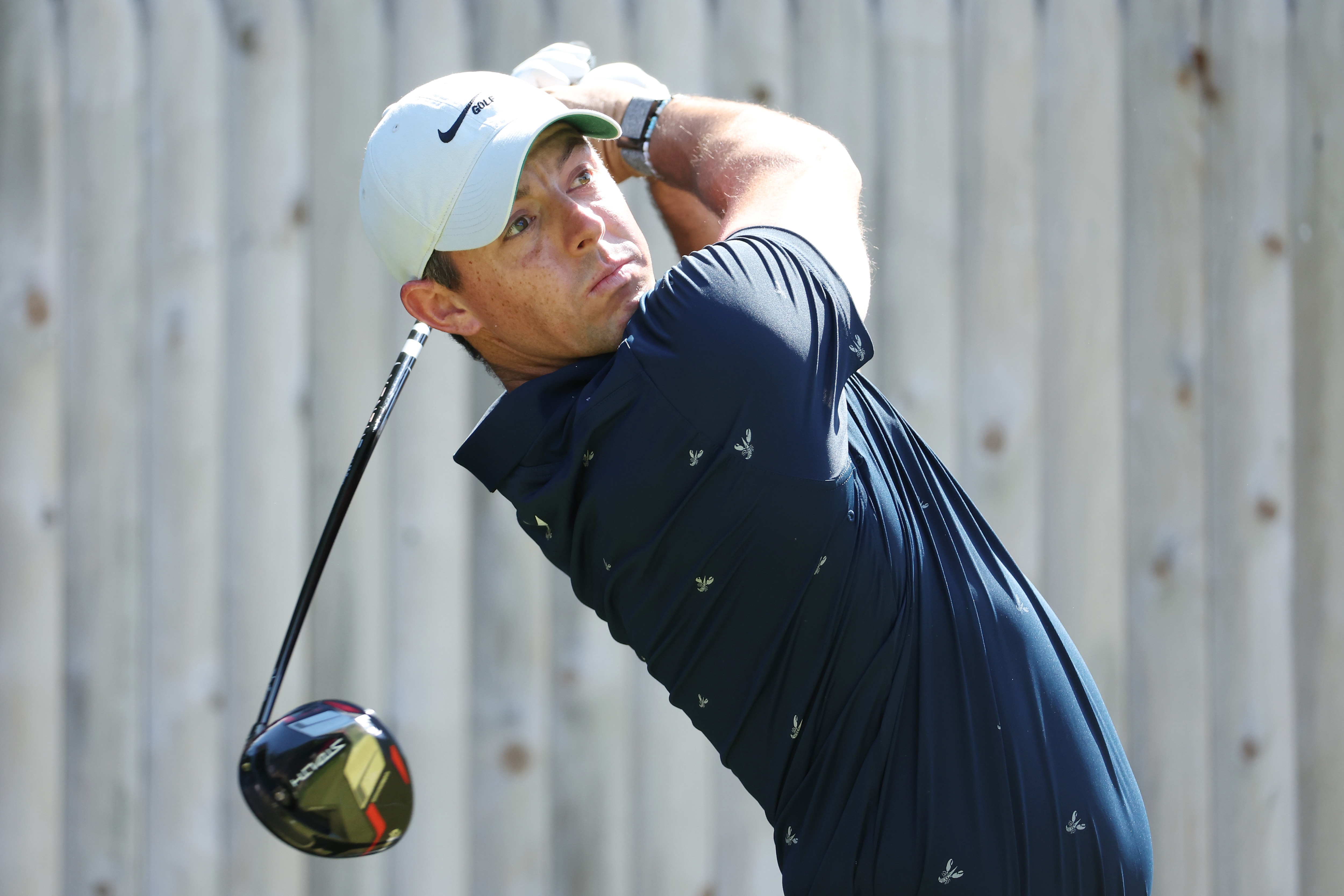 BROOKLINE, MASSACHUSETTS - JUNE 13: Rory McIlroy of Northern Ireland plays his shot from the fifth tee during a practice round prior to the 2022 U.S. Open at The Country Club on June 13, 2022 in Brookline, Massachusetts. (Photo by Warren Little/Getty Images)