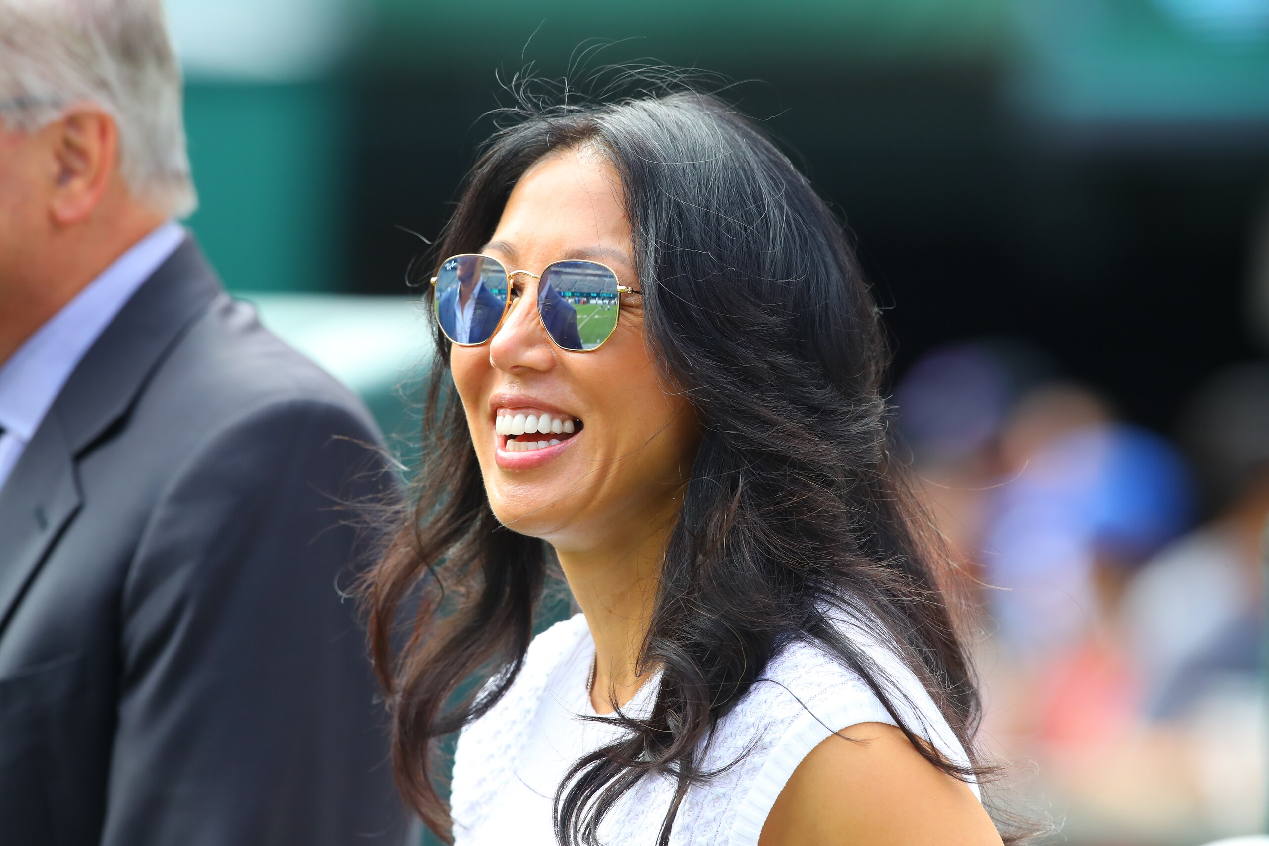 EAST RUTHERFORD, NJ - SEPTEMBER 08: Buffalo Bills owner Kim Pegula on the field prior to the National Football League game between the New York Jets and the Buffalo Bills on September 8, 2019 at MetLife Stadium in East Rutherford, NJ.(Photo by Rich Graessle/Icon Sportswire via Getty Images) EAST RUTHERFORD, NJ - SEPTEMBER 08: Buffalo Bills owner Kim Pegula on the field prior to the National Football League game between the New York Jets and the Buffalo Bills on September 8, 2019 at MetLife Stadium in East Rutherford, NJ.(Photo by Rich Graessle/Icon Sportswire via Getty Images)
