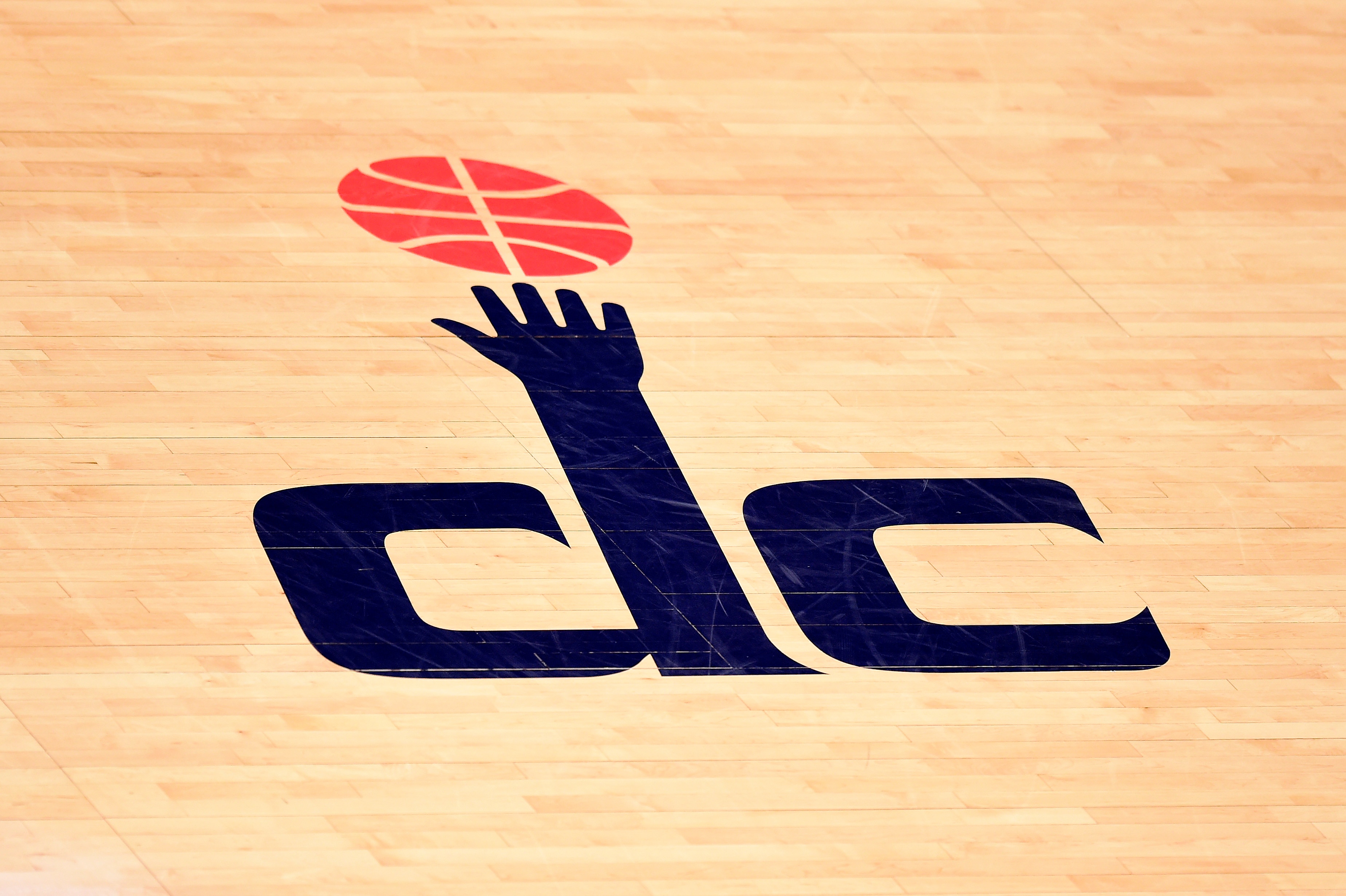 WASHINGTON, DC - APRIL 26: A view of the Washington Wizards logo on the court prior to a game between the San Antonio Spurs and Wizards at Capital One Arena on April 26, 2021 in Washington, DC.  NOTE TO USER: User expressly acknowledges and agrees that, by downloading and or using this photograph, User is consenting to the terms and conditions of the Getty Images License Agreement. (Photo by Patrick McDermott/Getty Images)