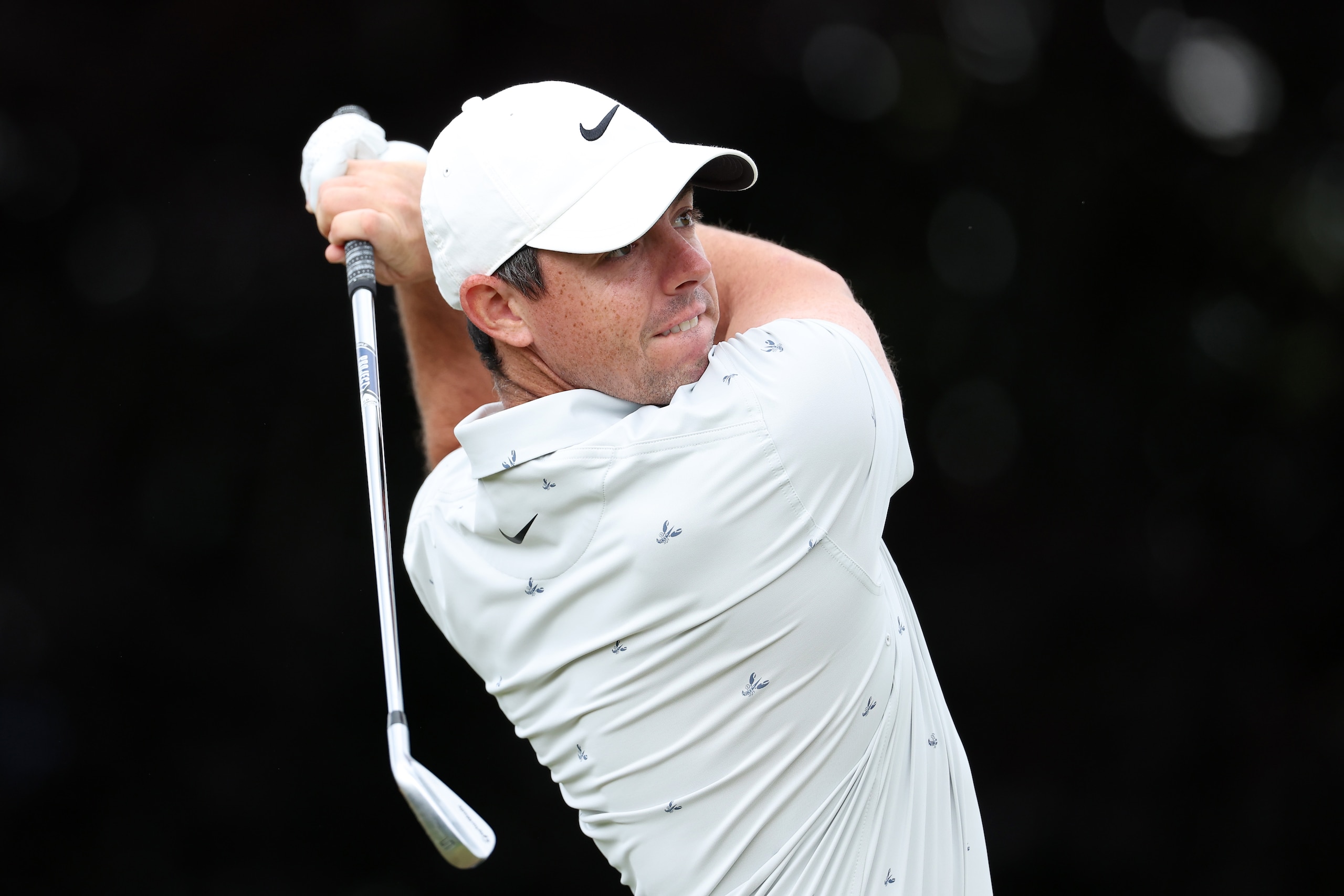 BROOKLINE, MASSACHUSETTS - JUNE 15: Rory McIlroy of Northern Ireland plays his shot from the 16th tee during a practice round prior to the US Open at The Country Club on June 15, 2022 in Brookline, Massachusetts. (Photo by Warren Little/Getty Images)