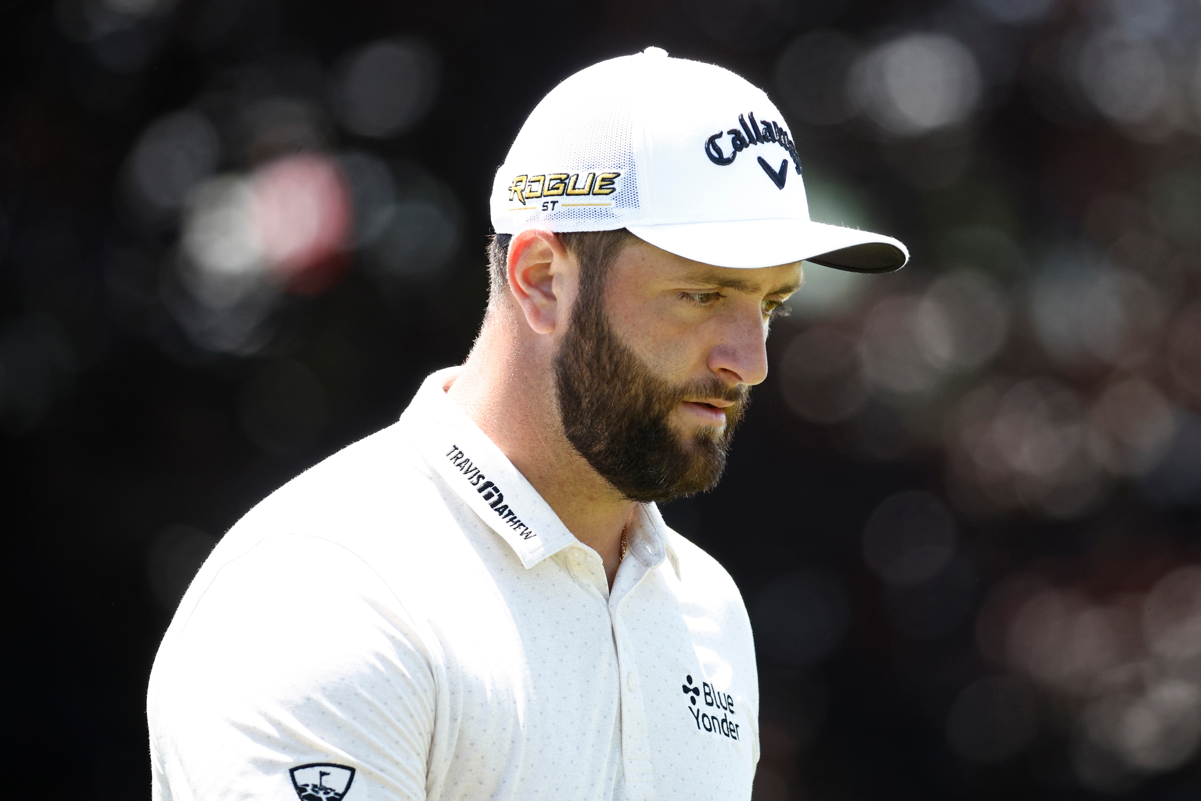 BROOKLINE, MASSACHUSETTS - JUNE 15: Jon Rahm of Spain looks on from the 16th tee during a practice round prior to the 122nd U.S. Open Championship at The Country Club on June 15, 2022 in Brookline, Massachusetts. (Photo by Jared C. Tilton/Getty Images)
