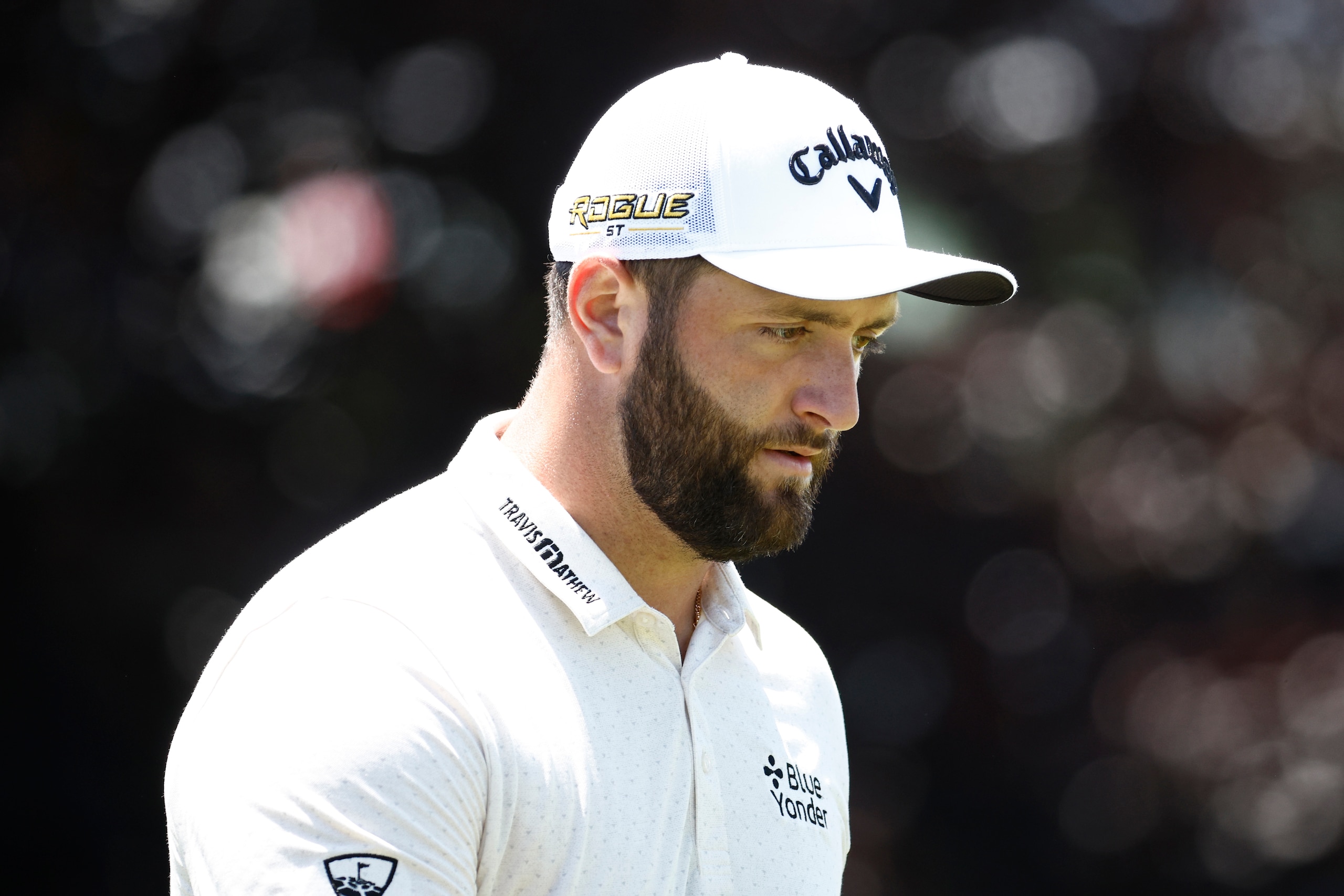 BROOKLINE, MASSACHUSETTS - JUNE 15: Jon Rahm of Spain looks on from the 16th tee during a practice round prior to the 122nd U.S. Open Championship at The Country Club on June 15, 2022 in Brookline, Massachusetts. (Photo by Jared C. Tilton/Getty Images)