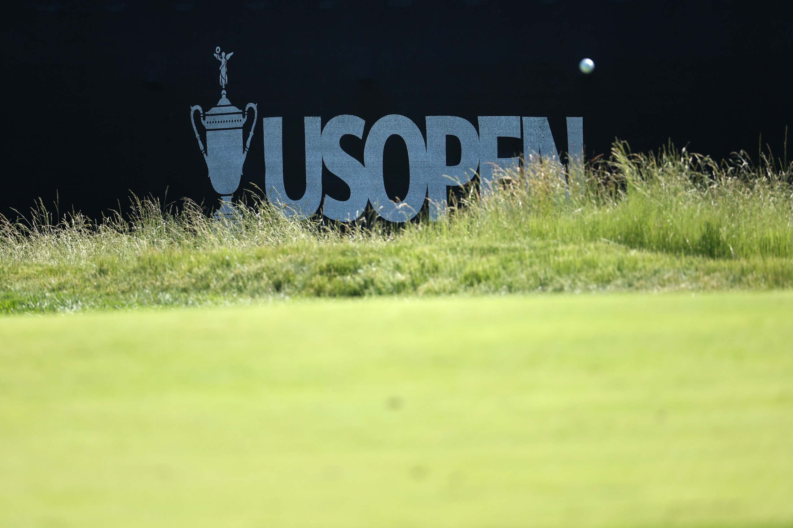 BROOKLINE, MASSACHUSETTS - JUNE 13: U.S. Open signage is seen during a practice round prior to the 2022 U.S. Open at The Country Club on June 13, 2022 in Brookline, Massachusetts. (Photo by Warren Little/Getty Images)