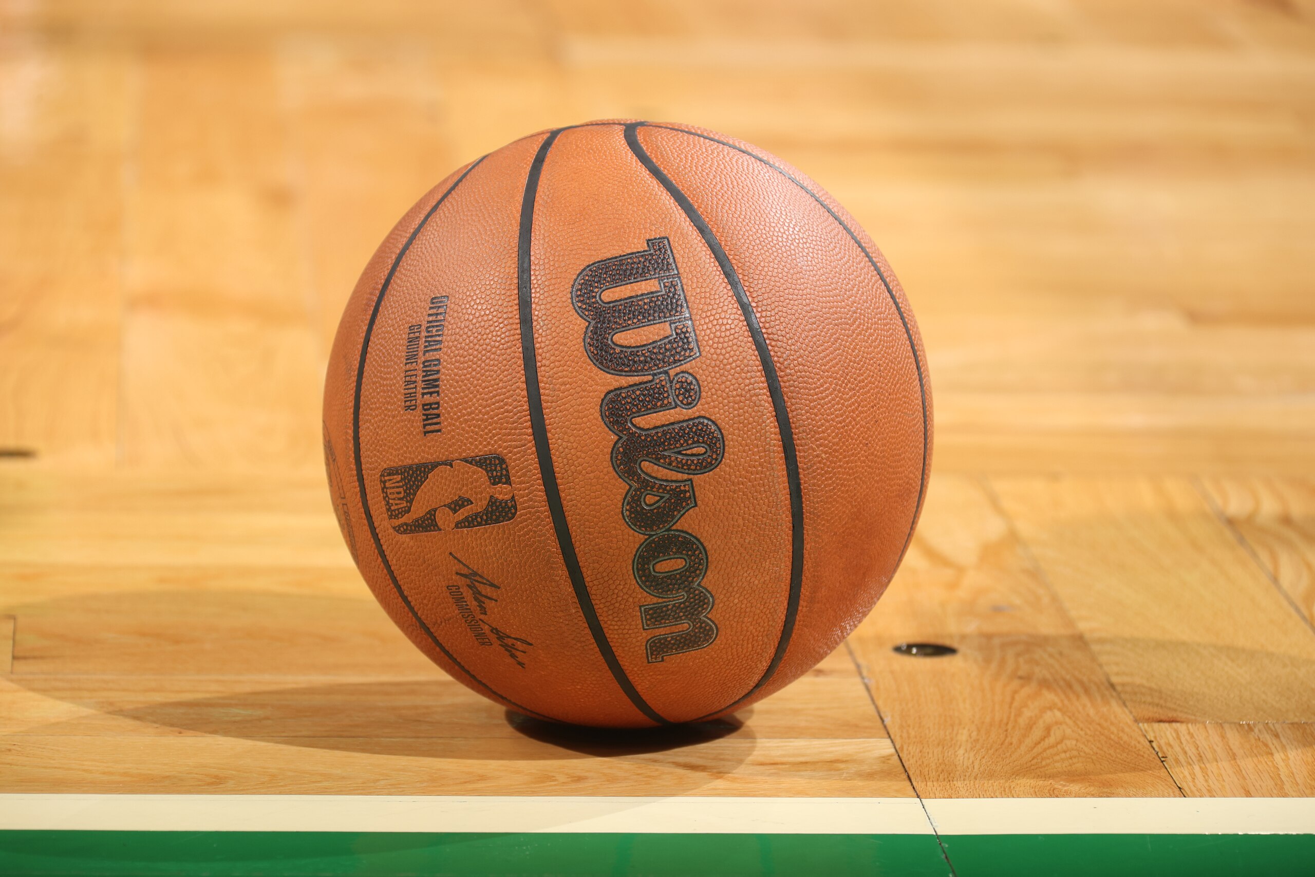 BOSTON, MA - MAY 21: A generic basketball photo of the Official Wilson basketball during Game 3 of the 2022 NBA Playoffs Eastern Conference Finals on May 21, 2022 at the TD Garden in Boston, Massachusetts.  NOTE TO USER: User expressly acknowledges and agrees that, by downloading and or using this photograph, User is consenting to the terms and conditions of the Getty Images License Agreement. Mandatory Copyright Notice: Copyright 2022 NBAE  (Photo by Nathaniel S. Butler/NBAE via Getty Images)