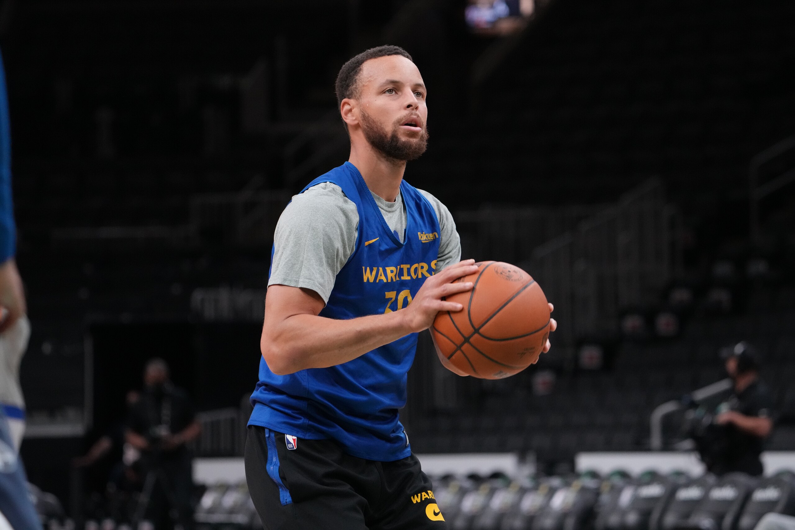 BOSTON, MA  - JUNE 15: Stephen Curry of the Golden State Warriors shoots during 2022 NBA Finals Practice and Media Availability on June 15, 2022  at the TD Garden in Boston, Massachusetts. NOTE TO USER: User expressly acknowledges and agrees that, by downloading and or using this photograph, user is consenting to the terms and conditions of Getty Images License Agreement. Mandatory Copyright Notice: Copyright 2022 NBAE (Photo by Jesse D. Garrabrant/NBAE via Getty Images)