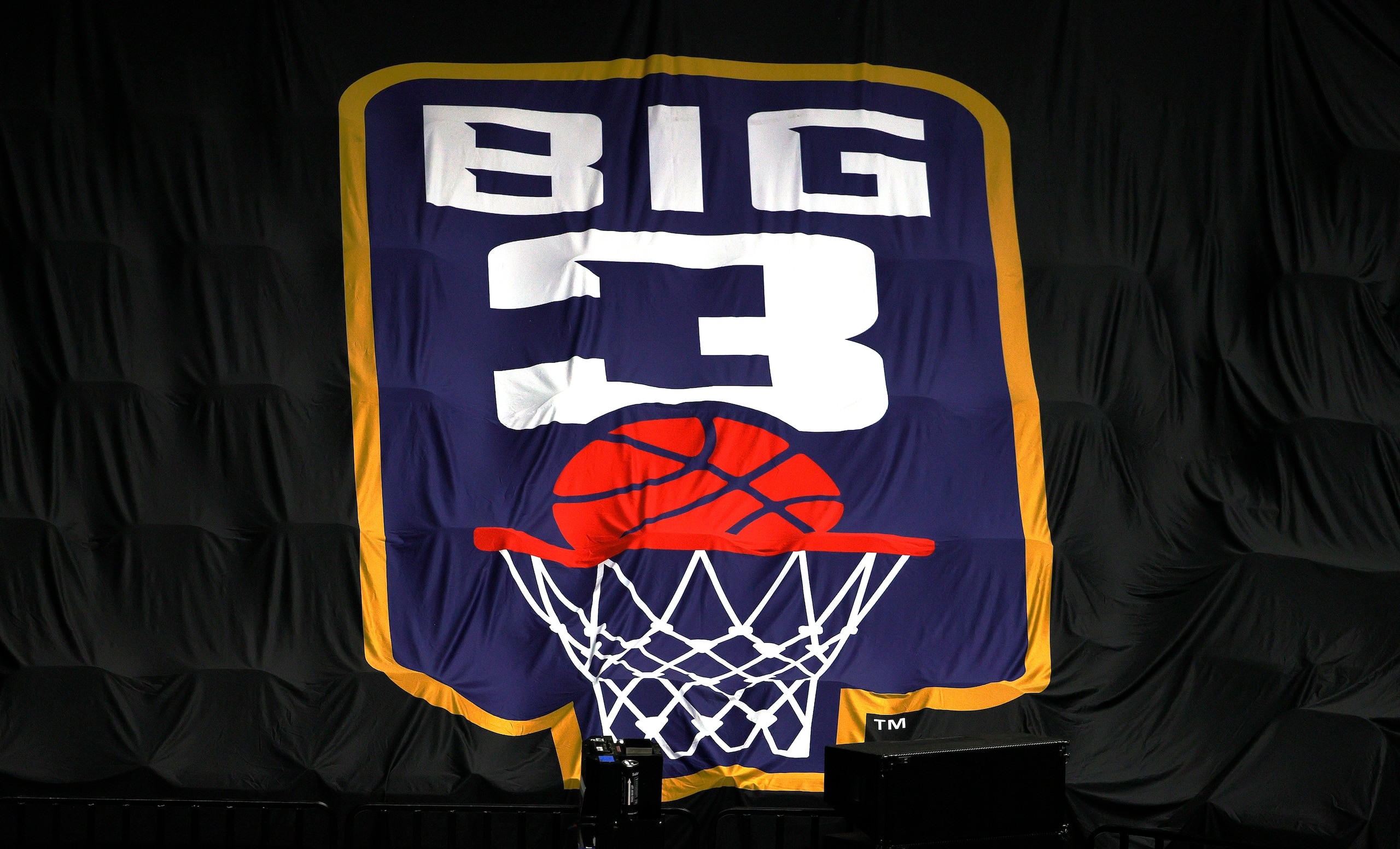 LAS VEGAS, NEVADA - JULY 24: A BIG3 logo is displayed during week three of the BIG3 at the Orleans Arena on July 24, 2021 in Las Vegas, Nevada. (Photo by Ethan Miller/Getty Images) LAS VEGAS, NEVADA - JULY 24: A BIG3 logo is displayed during week three of the BIG3 at the Orleans Arena on July 24, 2021 in Las Vegas, Nevada. (Photo by Ethan Miller/Getty Images)