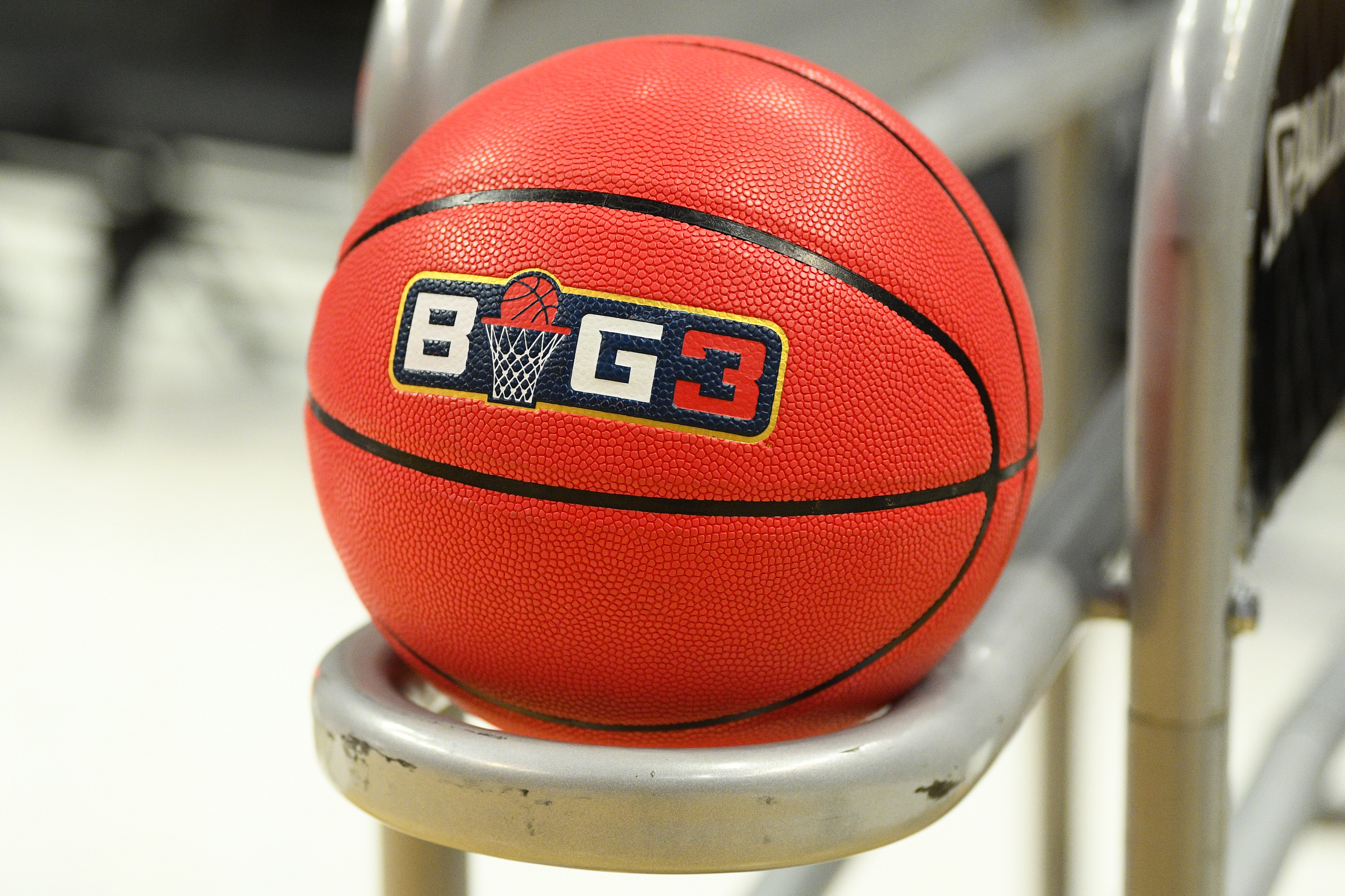 LOS ANGELES, CA - SEPTEMBER 01: A basketball with the BIG3 logo on it during the BIG3 championship game between the Triplets and the Killer 3's on September 1, 2019 at the Staples Center in Los Angeles, CA.  (Photo by Brian Rothmuller/Icon Sportswire via Getty Images)