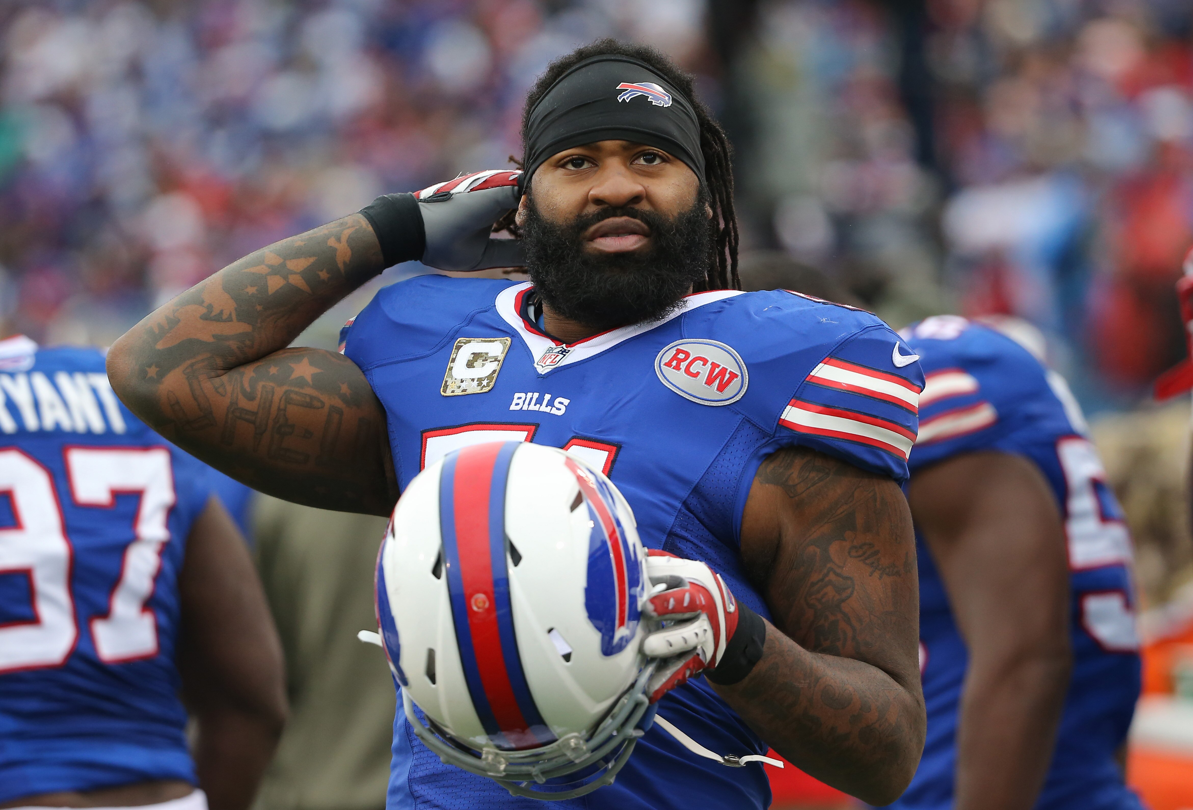 ORCHARD PARK, NY - NOVEMBER 9: Brandon Spikes #51 of the Buffalo Bills during NFL game action against the Kansas City Chiefs at Ralph Wilson Stadium on November 9, 2014 in Orchard Park, New York. (Photo by Tom Szczerbowski/Getty Images)