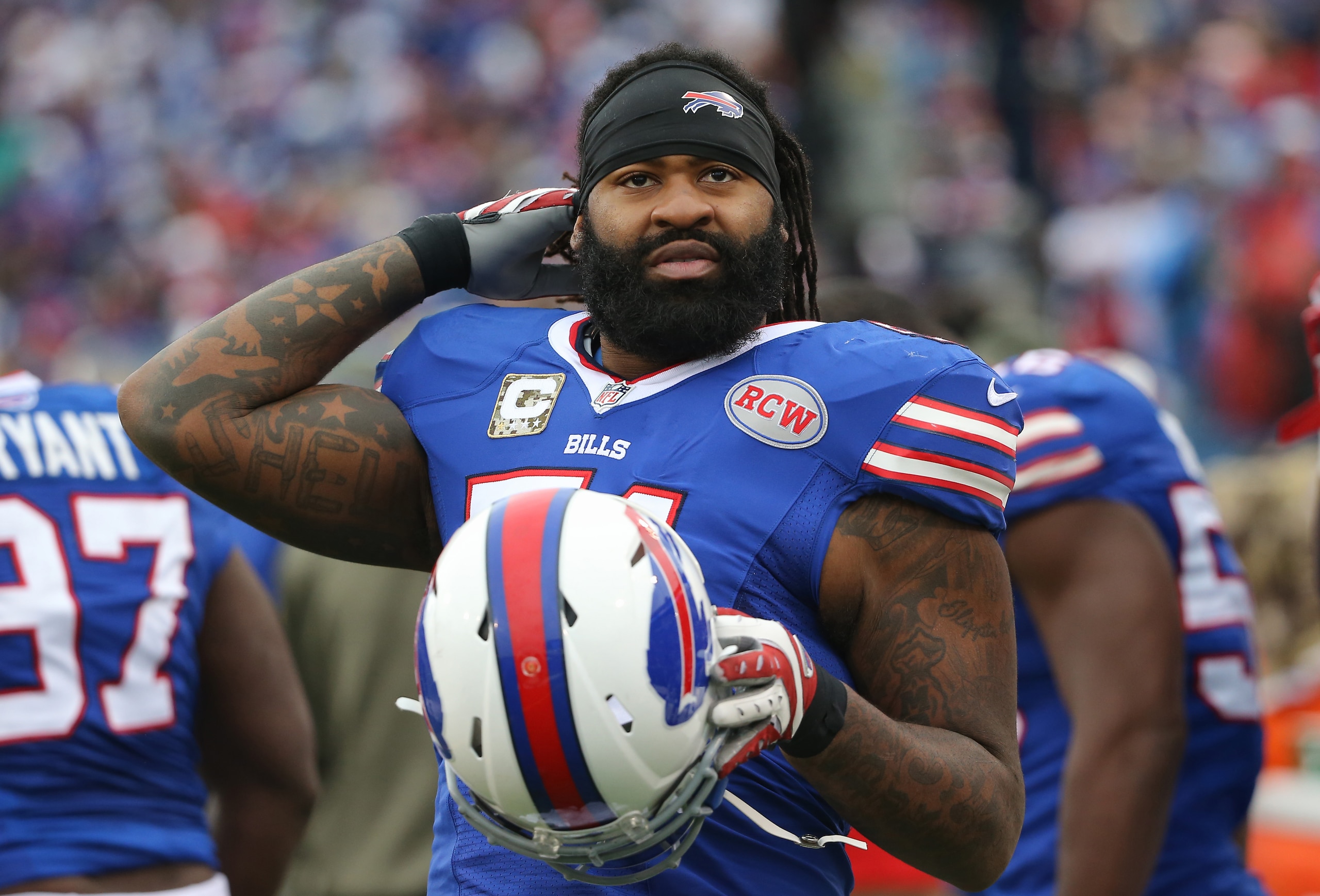 ORCHARD PARK, NY - NOVEMBER 9: Brandon Spikes #51 of the Buffalo Bills during NFL game action against the Kansas City Chiefs at Ralph Wilson Stadium on November 9, 2014 in Orchard Park, New York. (Photo by Tom Szczerbowski/Getty Images)