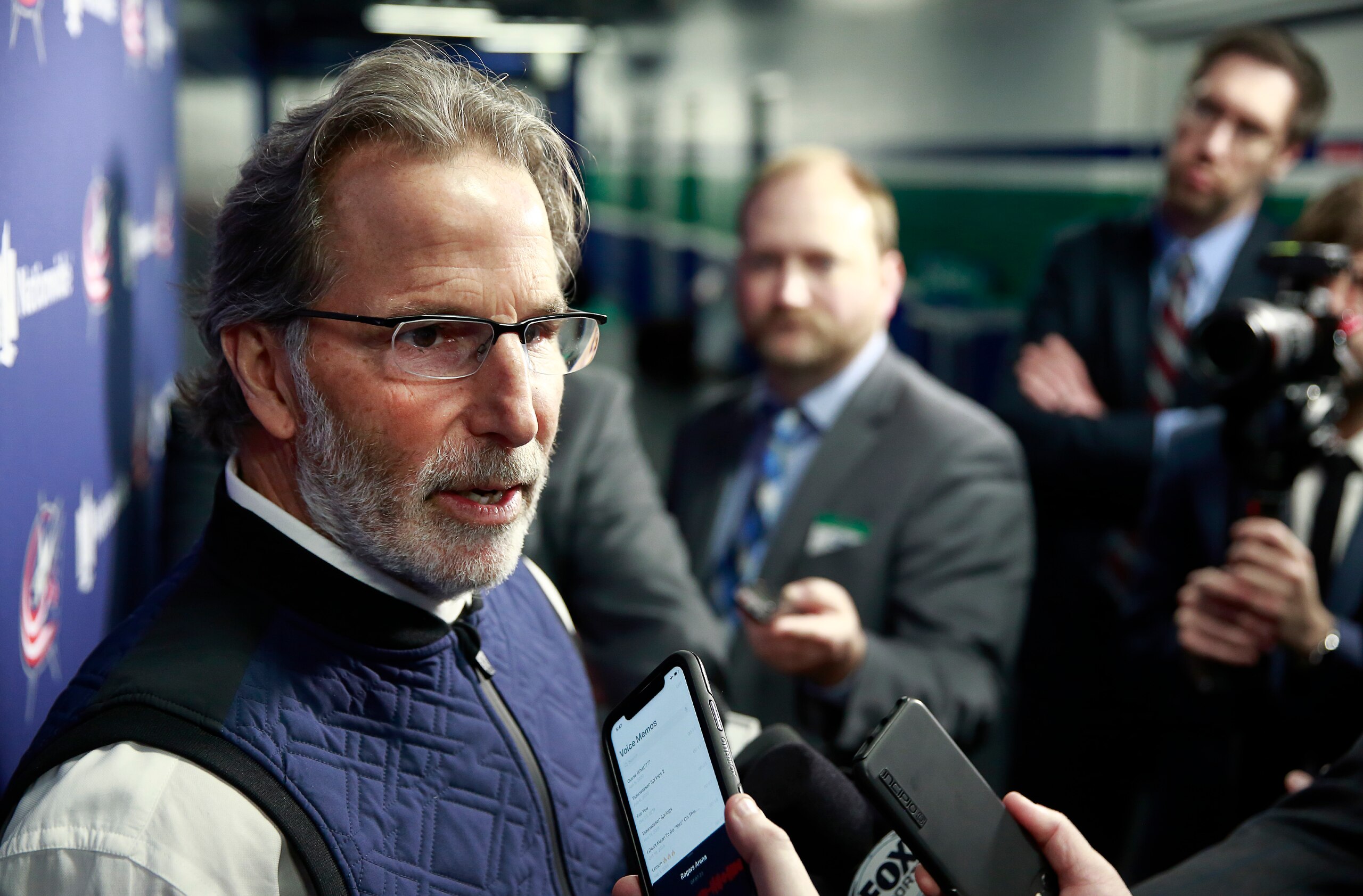 VANCOUVER, BC - MARCH 8: Head coach John Tortorella of the Columbus Blue Jackets talks to media before their NHL game against the Vancouver Canucks at Rogers Arena March 8, 2020 in Vancouver, British Columbia, Canada. (Photo by Jeff Vinnick/NHLI via Getty Images) VANCOUVER, BC - MARCH 8: Head coach John Tortorella of the Columbus Blue Jackets talks to media before their NHL game against the Vancouver Canucks at Rogers Arena March 8, 2020 in Vancouver, British Columbia, Canada. (Photo by Jeff Vinnick/NHLI via Getty Images)