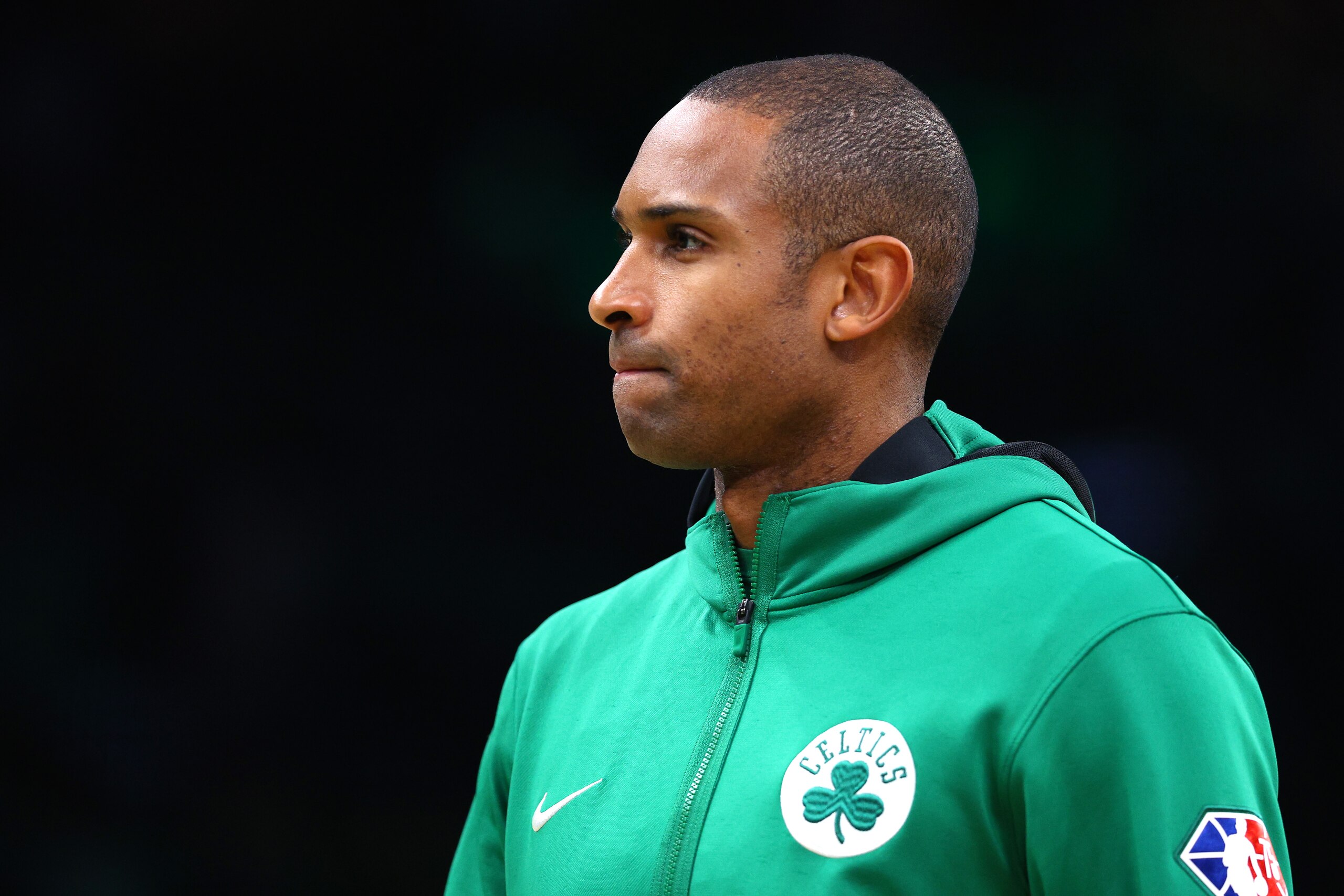 BOSTON, MASSACHUSETTS - JUNE 16: Al Horford #42 of the Boston Celtics looks on prior to Game Six of the 2022 NBA Finals against the Golden State Warriors at TD Garden on June 16, 2022 in Boston, Massachusetts. NOTE TO USER: User expressly acknowledges and agrees that, by downloading and/or using this photograph, User is consenting to the terms and conditions of the Getty Images License Agreement. (Photo by Elsa/Getty Images)