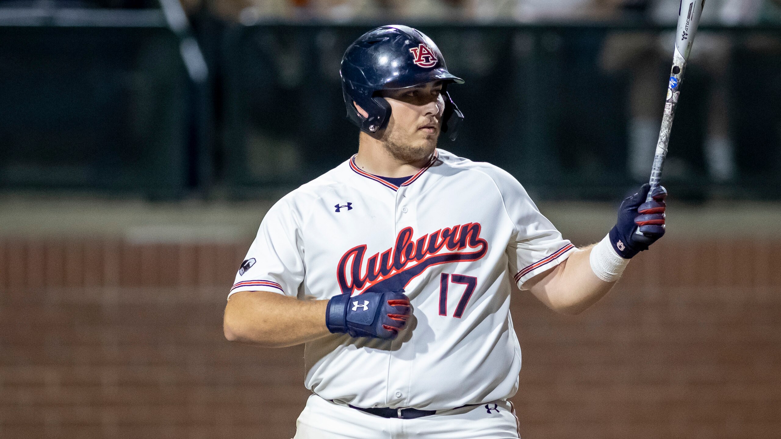 Auburn infielder Sonny DiChiara (17) during an NCAA baseball game on Thursday, March 17, 2022, in Auburn, Ala. (AP Photo/Vasha Hunt)
