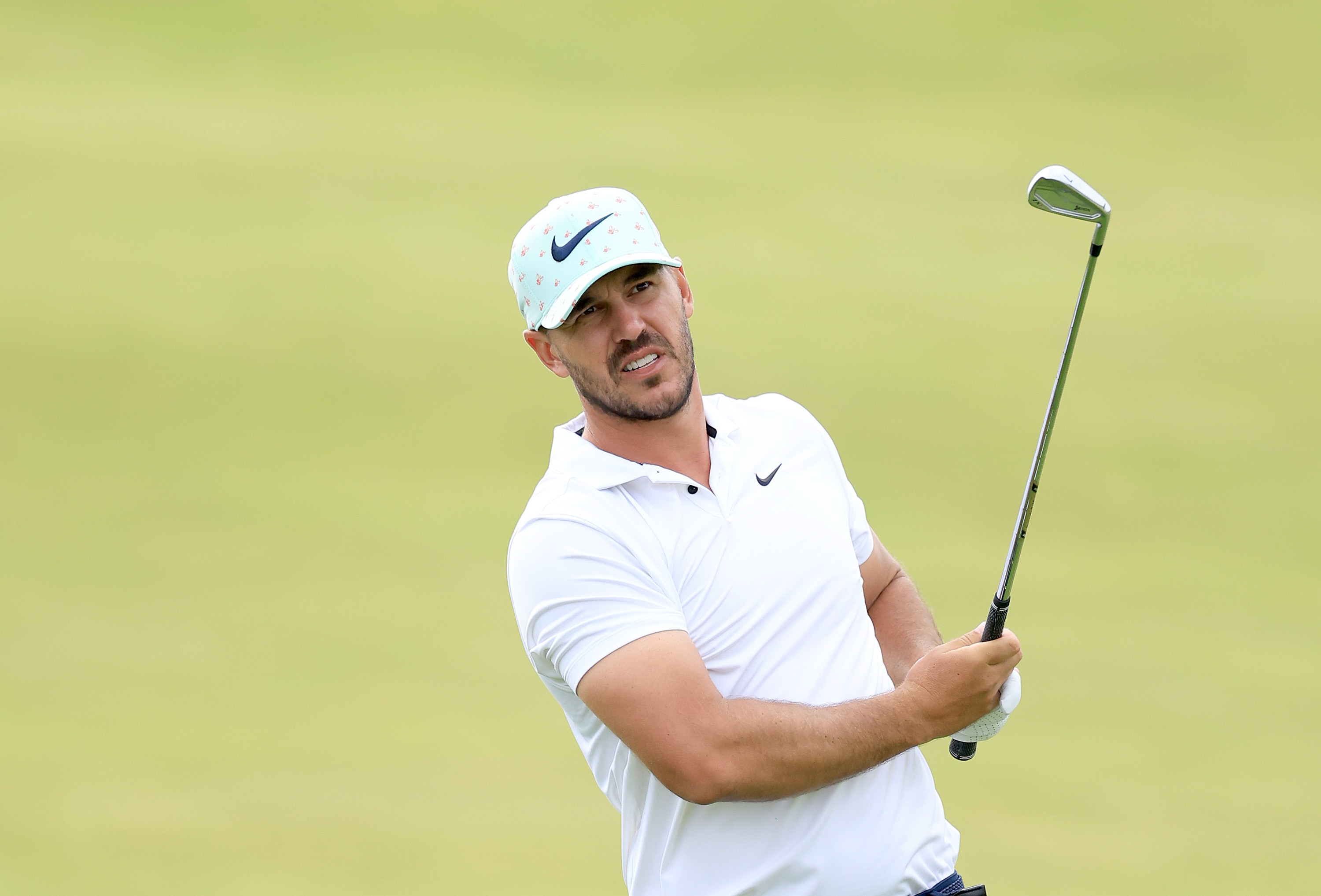 BROOKLINE, MASSACHUSETTS - JUNE 17: Brooks Koepka of The United States plays his second shot on the third hole during the second round of the 2022 U.S.Open Championship at The Country Club on June 17, 2022 in Brookline, Massachusetts. (Photo by David Cannon/Getty Images)