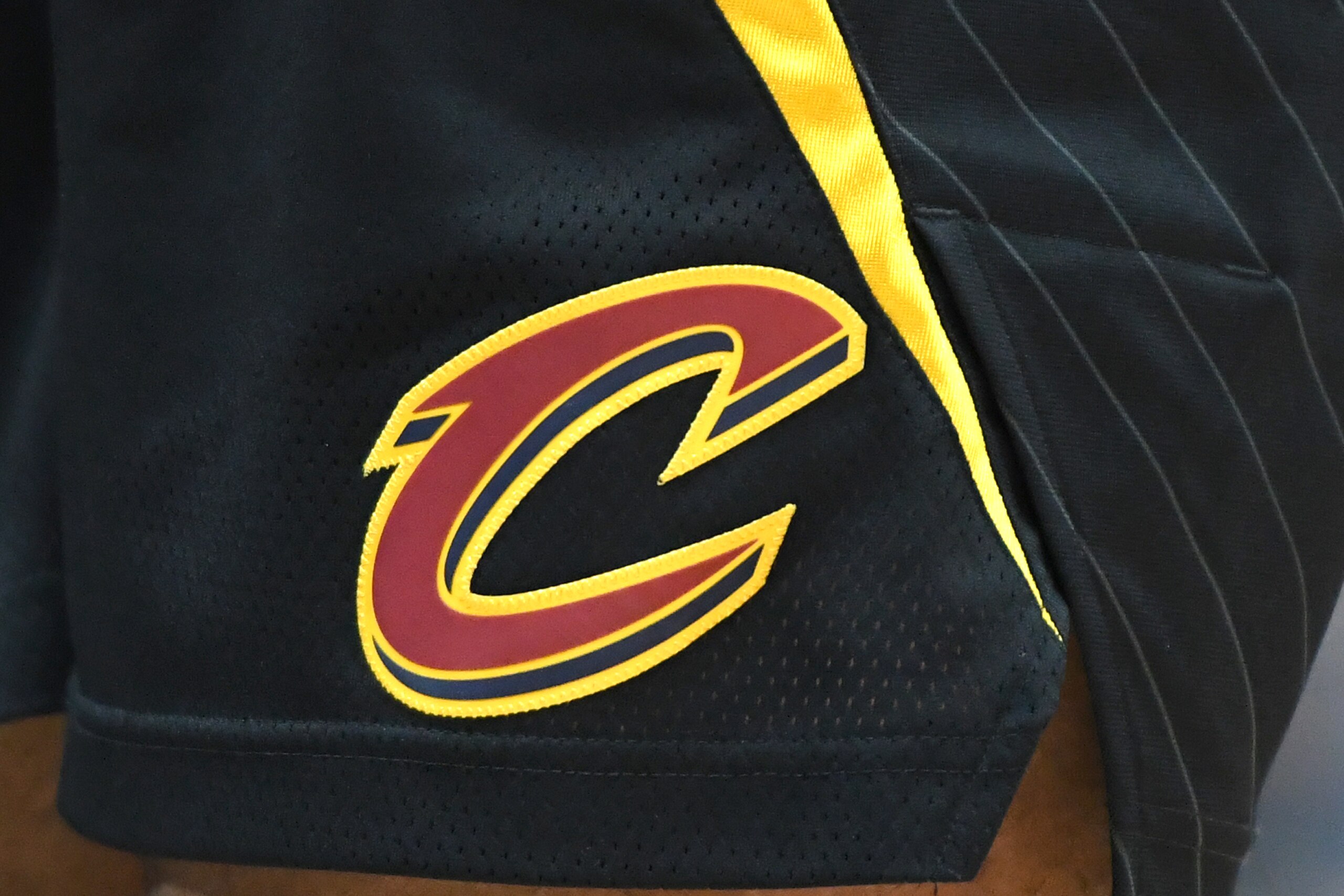 WASHINGTON, DC - DECEMBER 30:  The Cleveland Cavaliers logo on a pair of shorts during a NBA basketball game against the Washington Wizards at the Capital One Arena on December 30, 2021 in Washington, DC.  (Photo by Mitchell Layton/Getty Images)