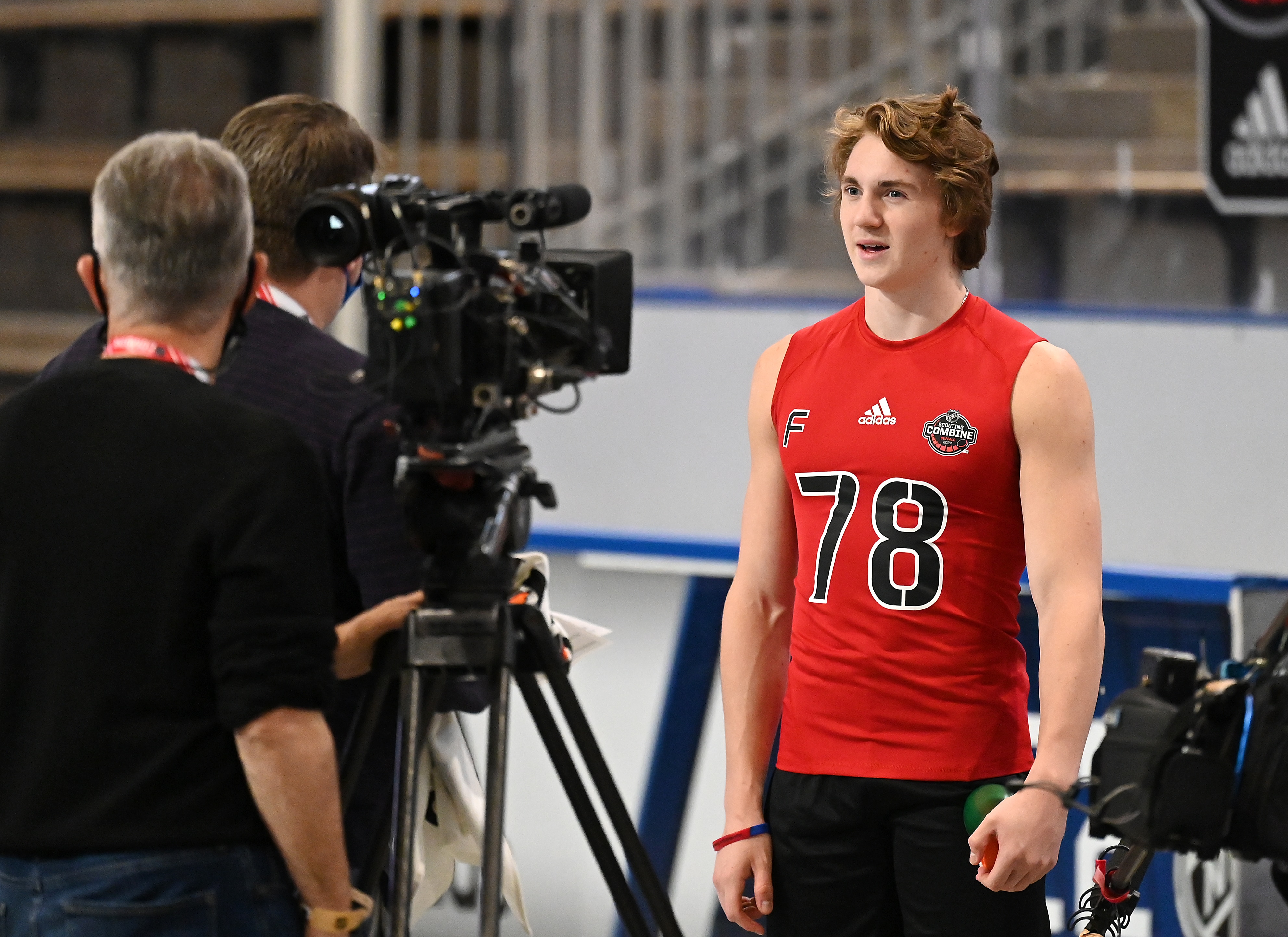 BUFFALO, NY - JUNE 4: Logan Cooley #78 during the 2022 NHL Scouting Combine at LECOM Harborcenter on June 4, 2022 in Buffalo, New York. (Photo by Joe Hrycych/NHLI via Getty Images)