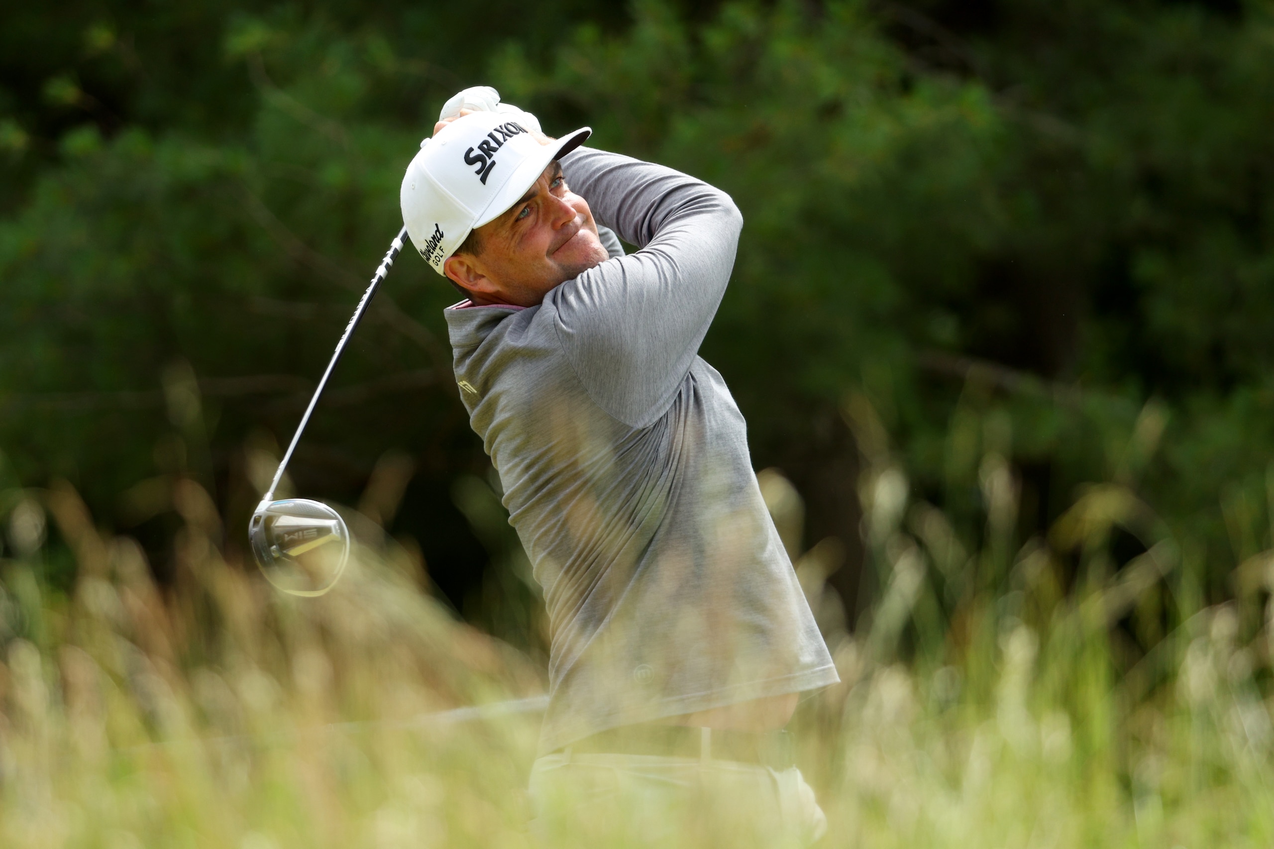 BROOKLINE, MASSACHUSETTS - JUNE 18: Keegan Bradley of the United States plays his shot from the fifth tee during the third round of the 122nd U.S. Open Championship at The Country Club on June 18, 2022 in Brookline, Massachusetts. (Photo by Andrew Redington/Getty Images)